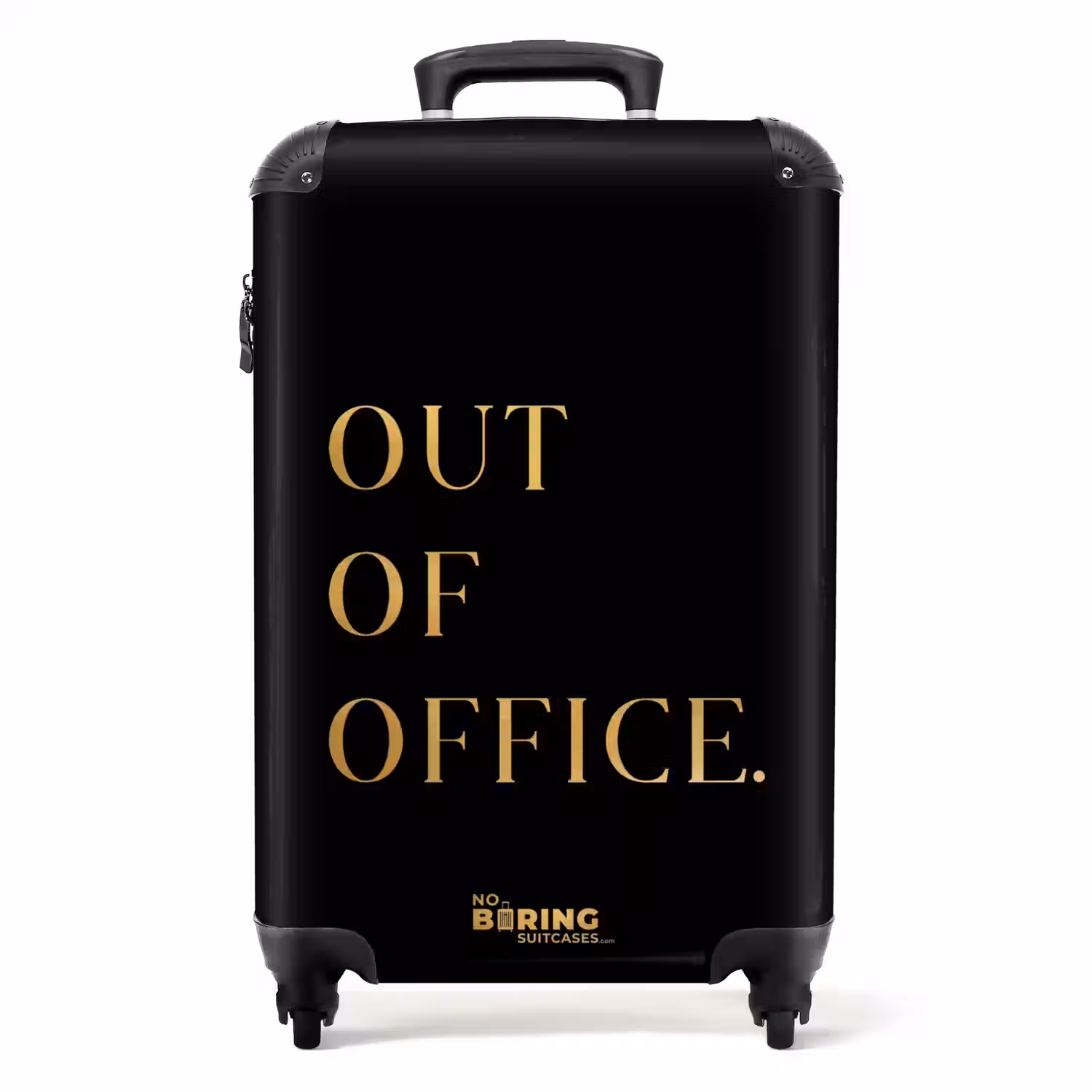 Quotes - Out of office - Goud - Vakantie - Zwart NBS - Handbagage koffer - Unisex middel -productfoto_recht