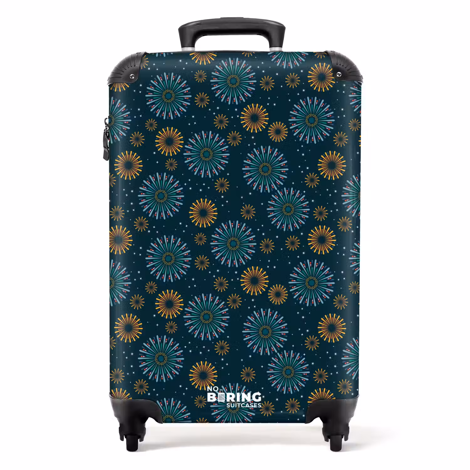 Retro disco 70s vuurwerk patroon kleurrijk NBS - Handbagage koffer - Volwassenen Unisex middel -productfoto_recht