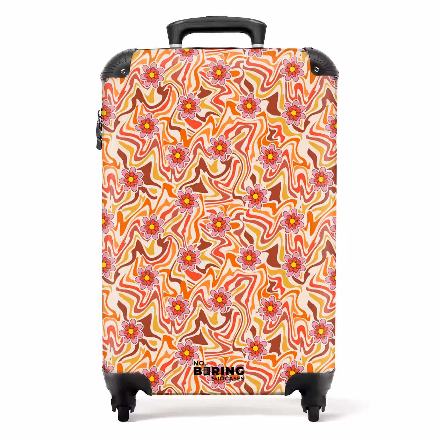 Retro disco 70s bloem patroon kleurrijk NBS - Handbagage koffer - Volwassenen Unisex middel -productfoto_recht