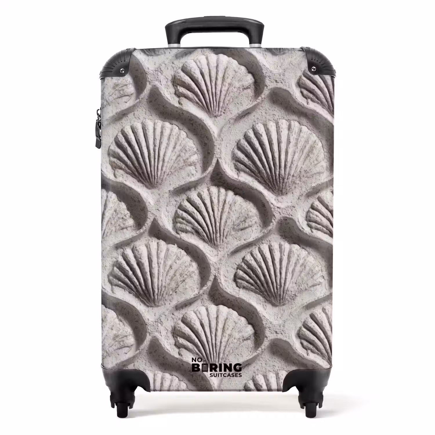 Zand - Schelpenvorm - Grijs NBS - Handbagage koffer - Volwassenen Unisex middel -productfoto_recht