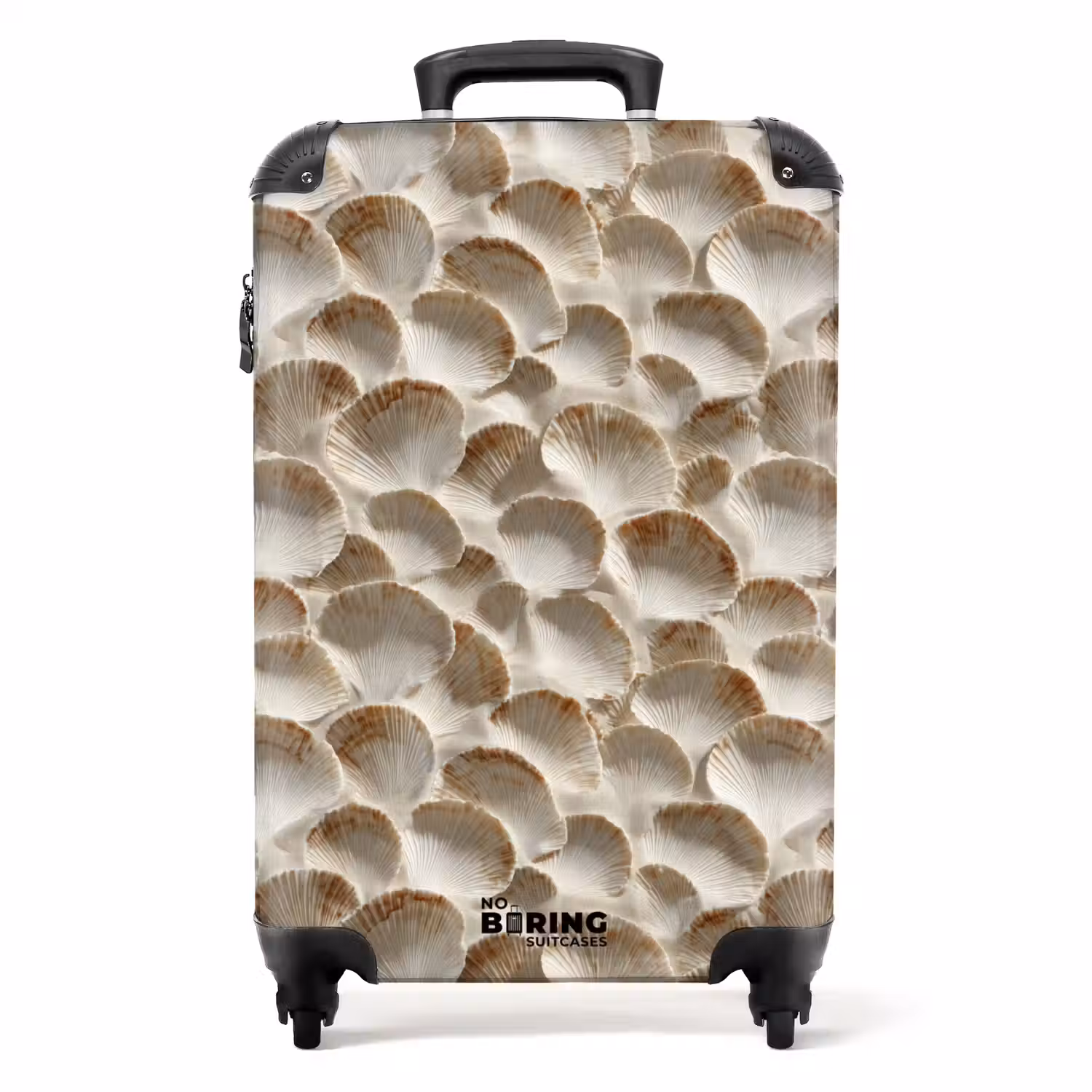 Schelpen - Waaiervorm - Wit NBS - Handbagage koffer - Volwassenen Unisex middel -productfoto_recht