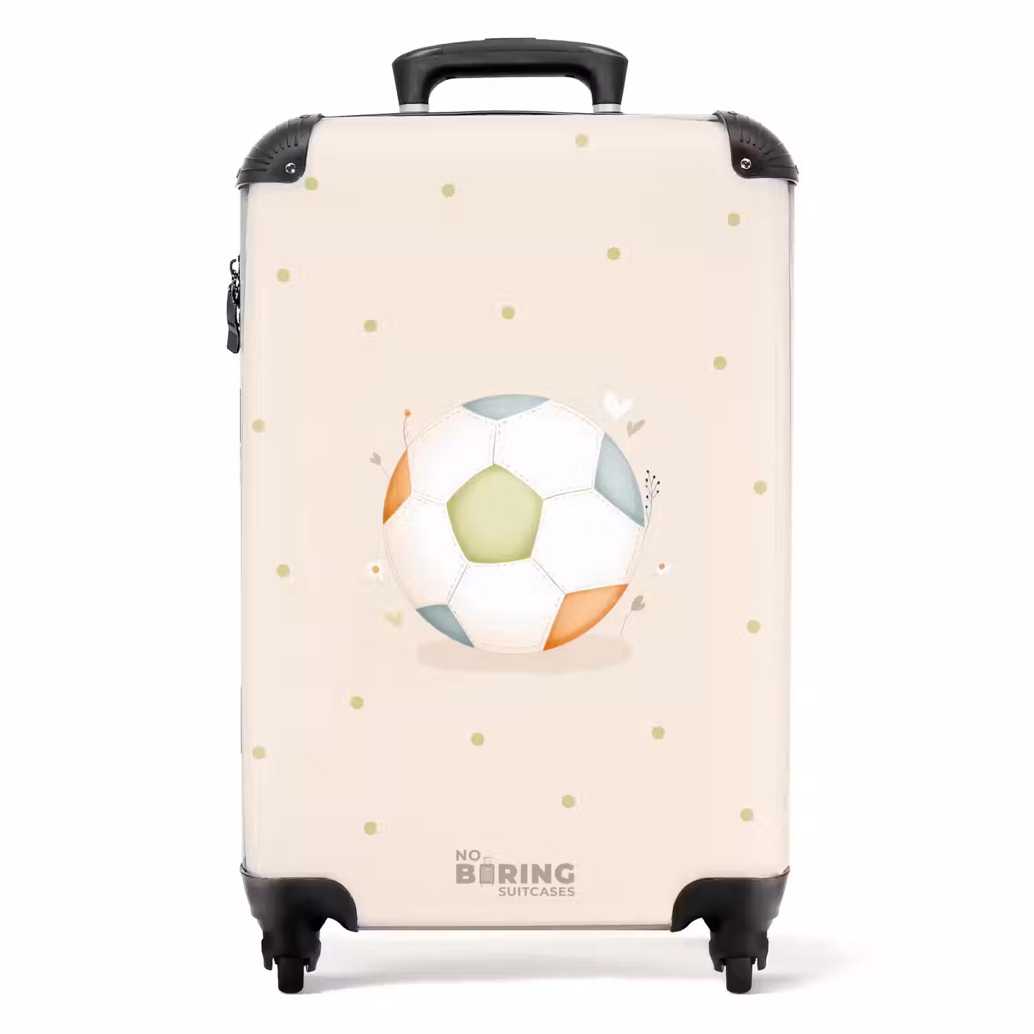 Voetbal in beige pastel kleuren NBS - Handbagage koffer - Volwassenen Unisex middel -productfoto_recht