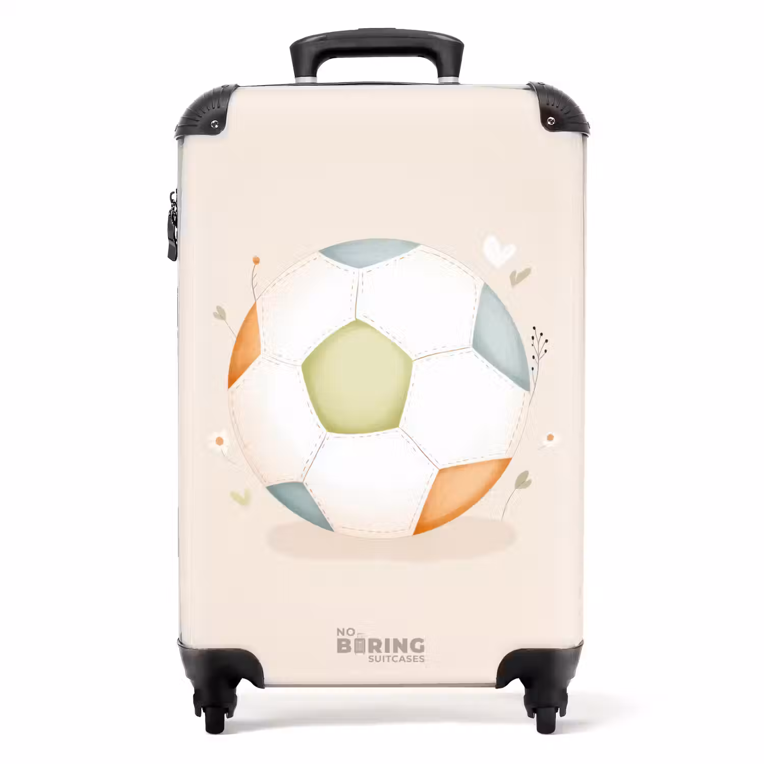 Voetbal in beige pastel kleuren NBS - Handbagage koffer - Volwassenen Unisex middel -productfoto_recht