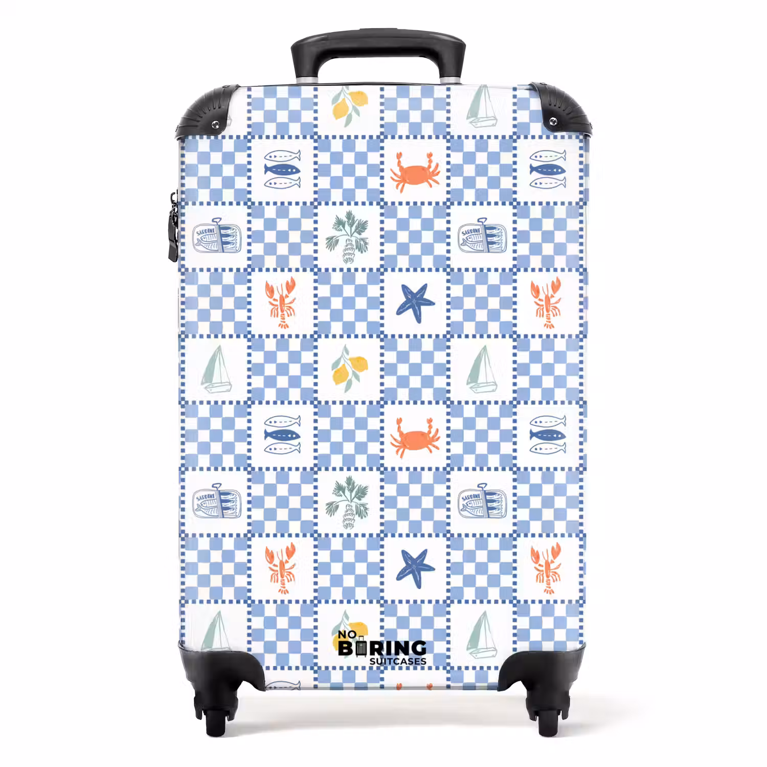 Vierkant zomer print blauw NBS - Handbagage koffer - Volwassenen Unisex middel -productfoto_recht