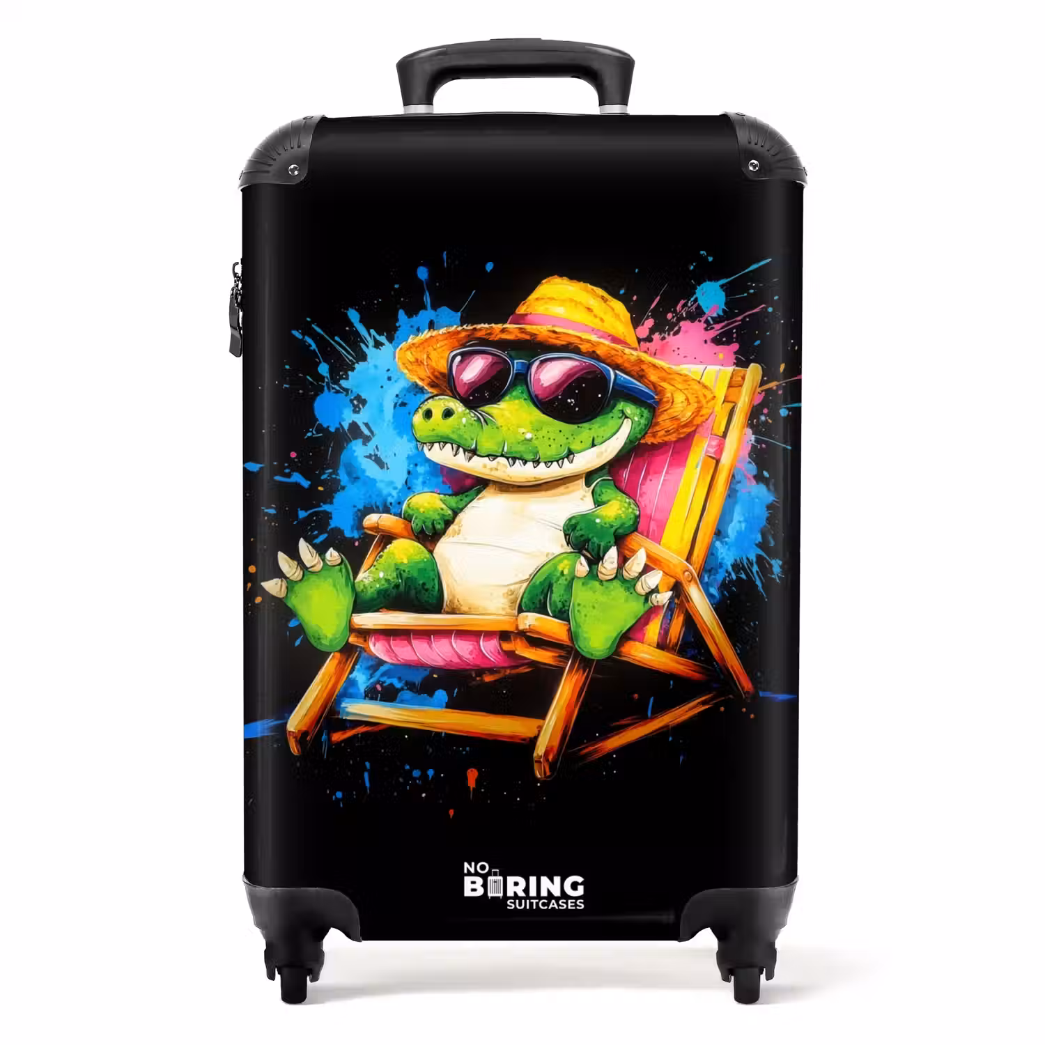 Zomerse krokodil met graffiti NBS - Handbagage koffer - Unisex middel -productfoto_recht
