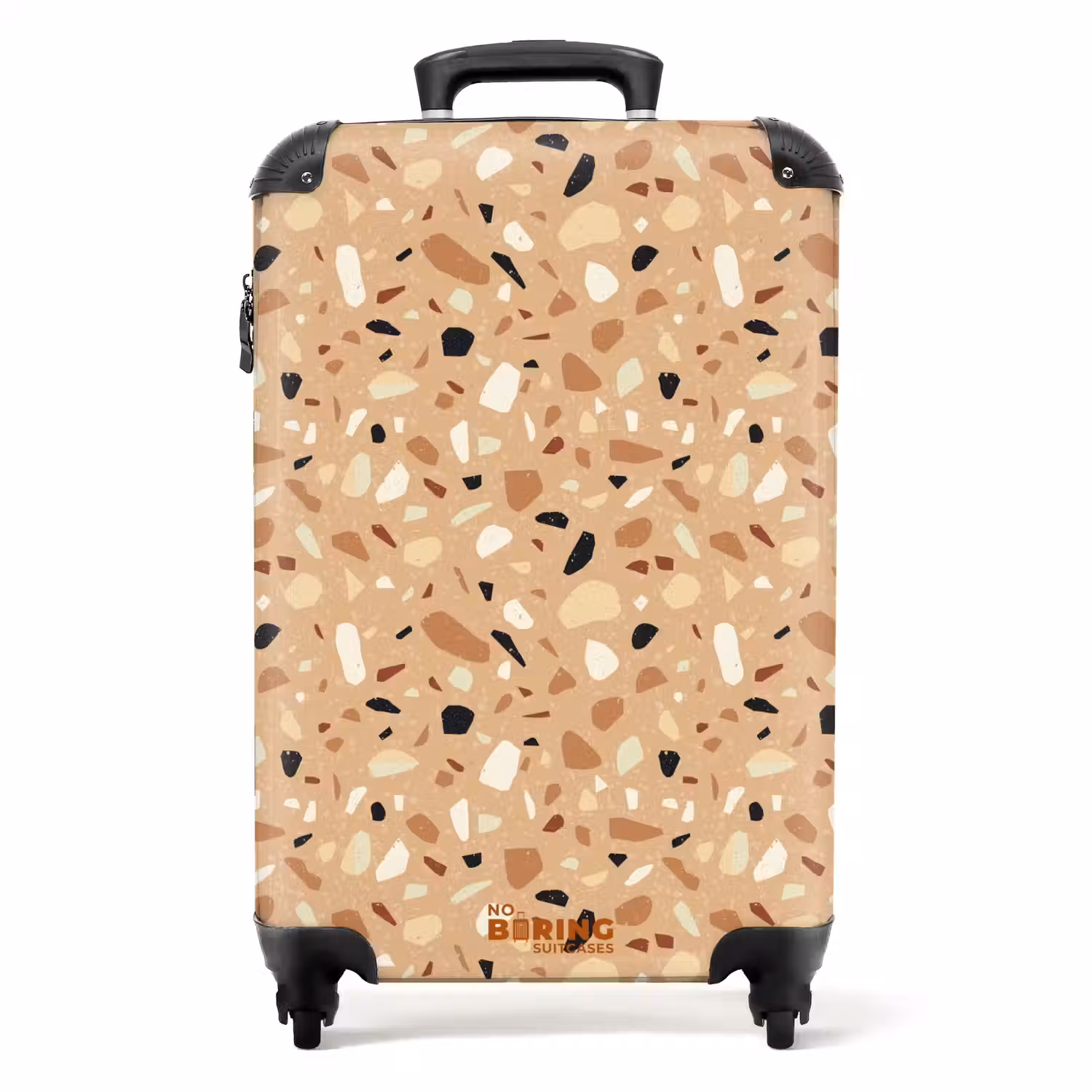Terrazzo patroon kleurrijk bruin NBS - Handbagage koffer - Volwassenen Unisex middel -productfoto_recht