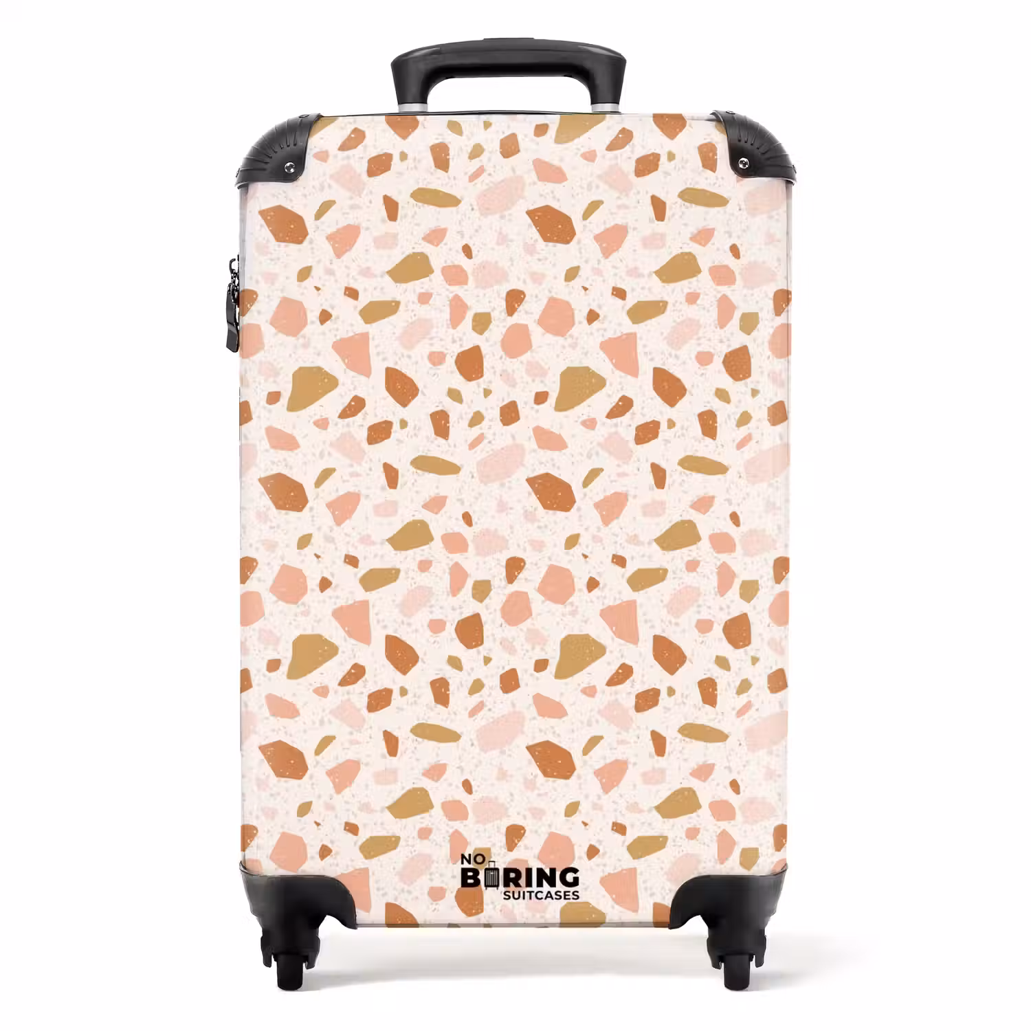 Terrazzo patroon veelkleurig beige roze NBS - Handbagage koffer - Volwassenen Unisex middel -productfoto_recht