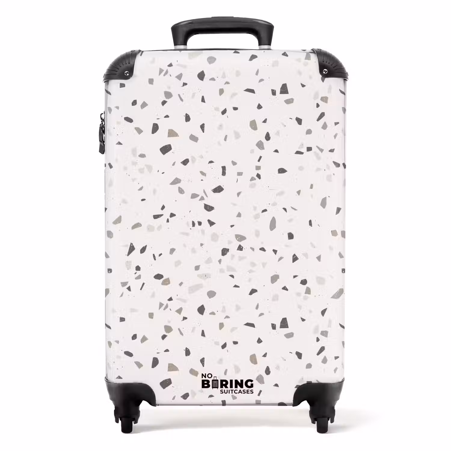Terrazzo patroon veelkleurig grijs NBS - Handbagage koffer - Volwassenen Unisex middel -productfoto_recht