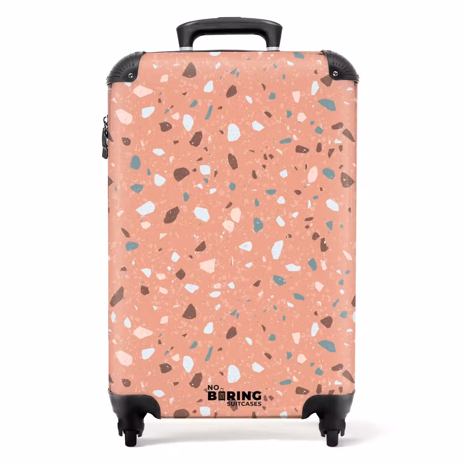 Terrazzo patroon veelkleurig roze NBS - Handbagage koffer - Volwassenen Unisex middel -productfoto_recht