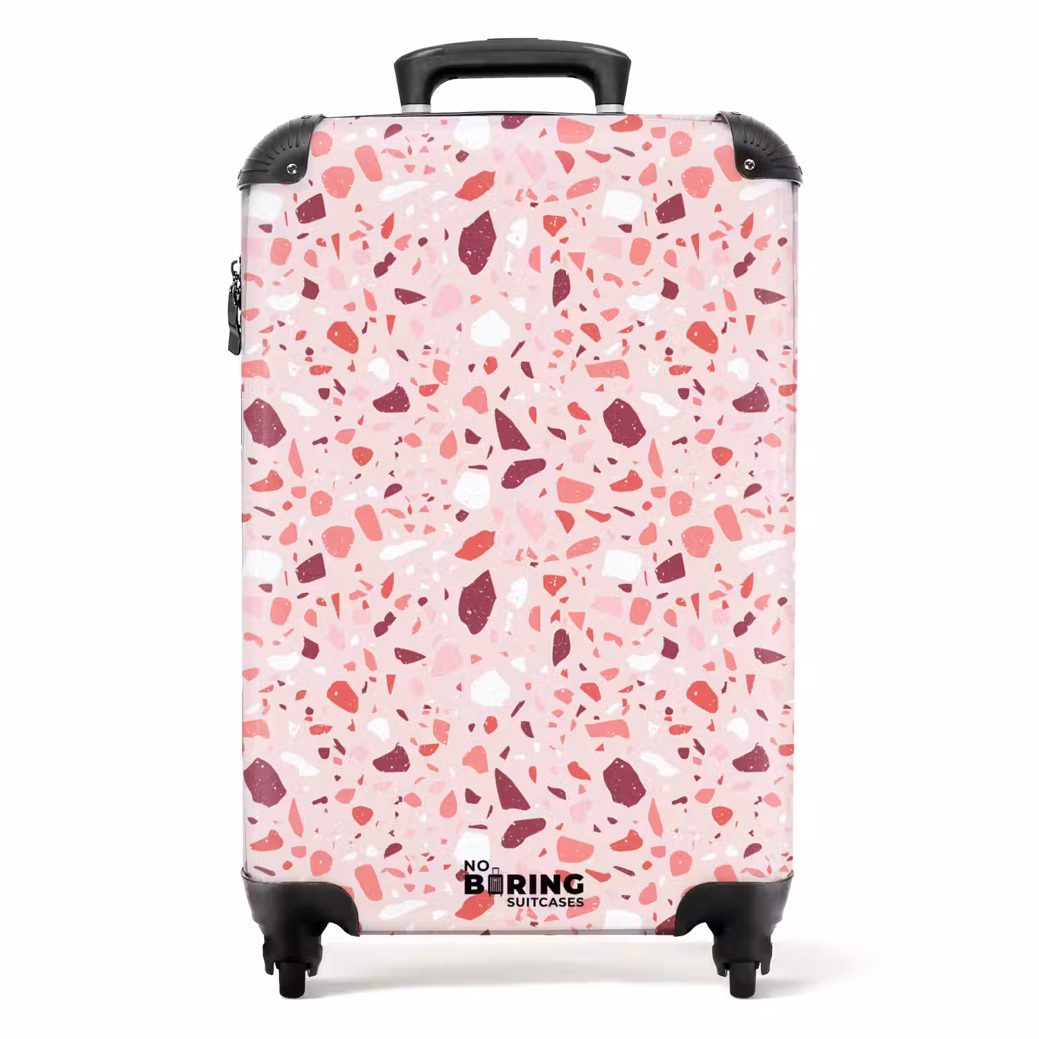 Terrazzo patroon roze NBS - Handbagage koffer - Volwassenen Unisex middel -productfoto_recht
