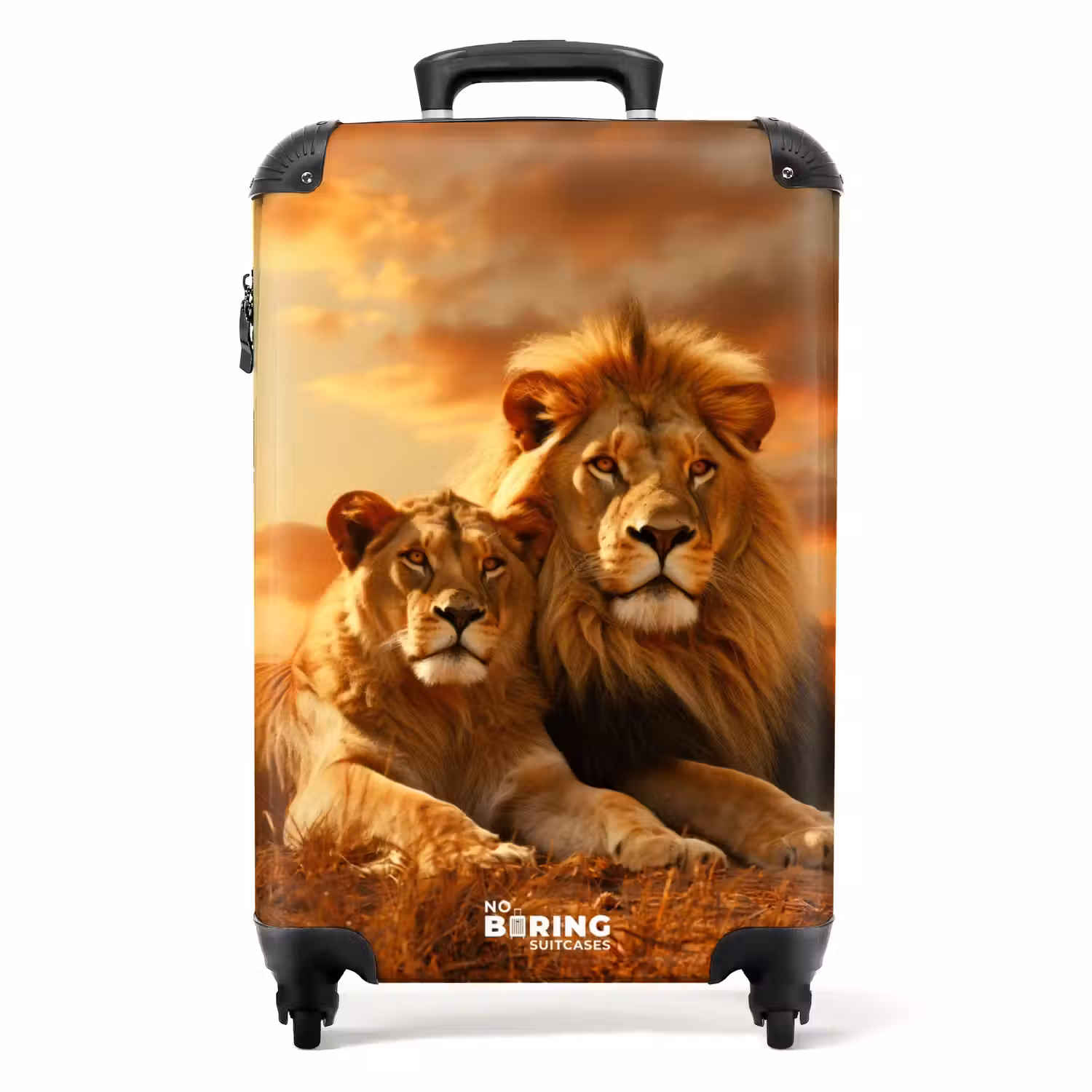 Twee bruine leeuwen NBS - Handbagage koffer - Unisex middel -productfoto_recht