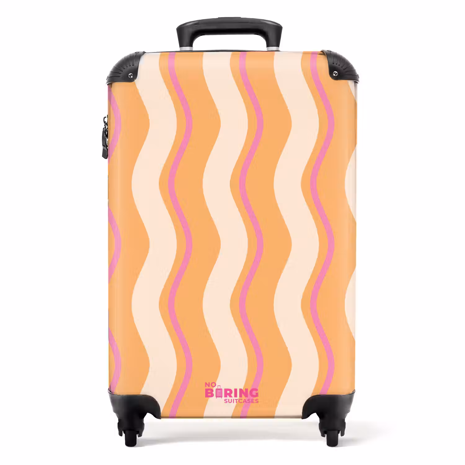 Golvende strepen in oranje en roze NBS - Handbagage koffer - Unisex middel -productfoto_recht
