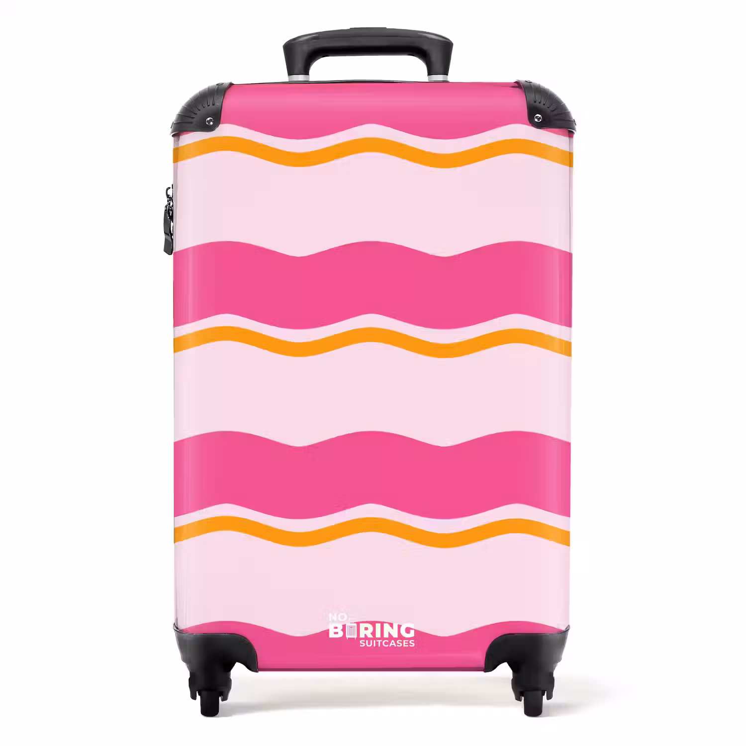 Golvende strepen in roze en oranje NBS - Handbagage koffer - Unisex middel -productfoto_recht