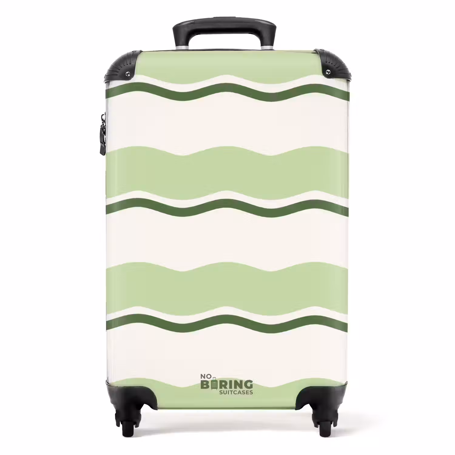 Golvende strepen in groene tinten NBS - Handbagage koffer - Unisex middel -productfoto_recht