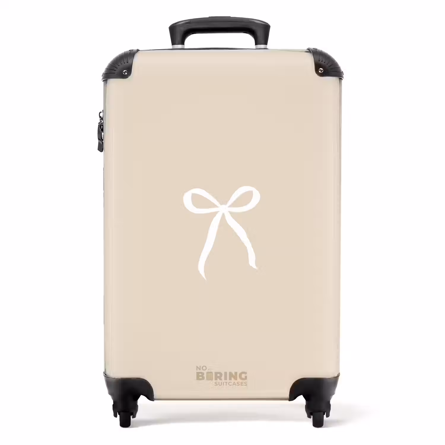 Witte strik op beige achtergrond NBS - Handbagage koffer - Unisex middel -productfoto_recht