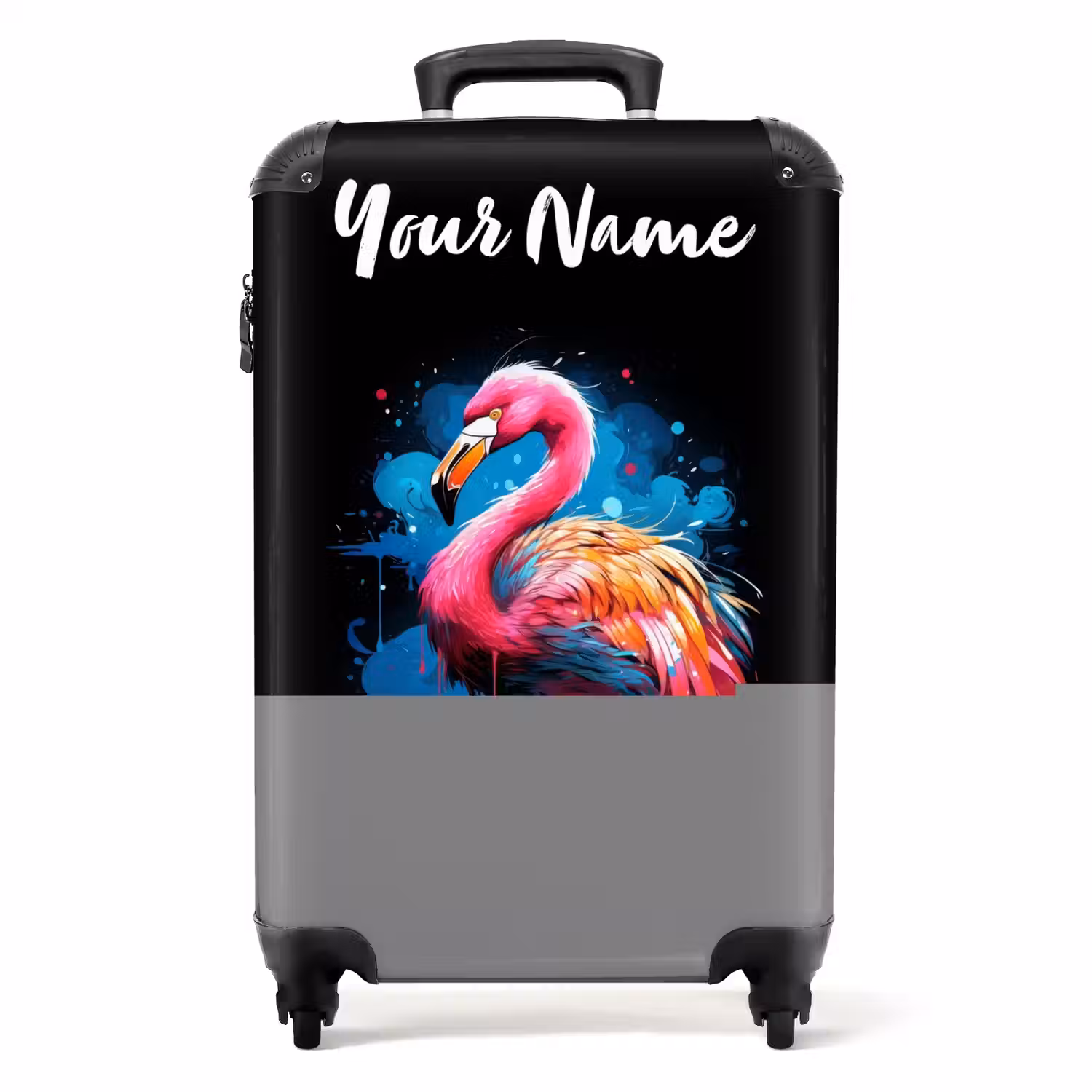 Gekleurde Flamingo voor een Verfexplosie NBS - Handbagage koffer - Kinderen Unisex middel -productfoto_recht