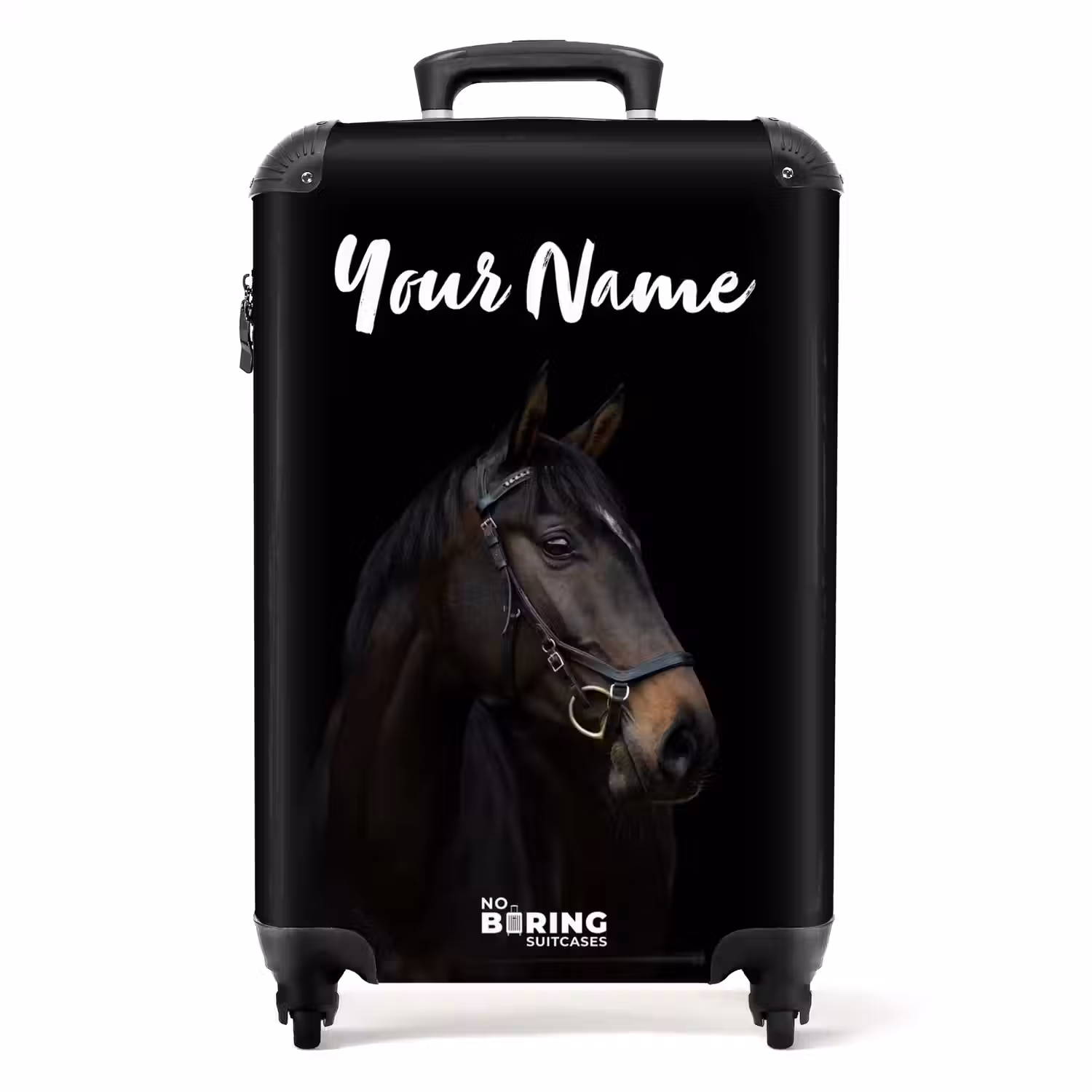 Elegant zwart paard NBS - Handbagage koffer - Kinderen Unisex middel -productfoto_recht