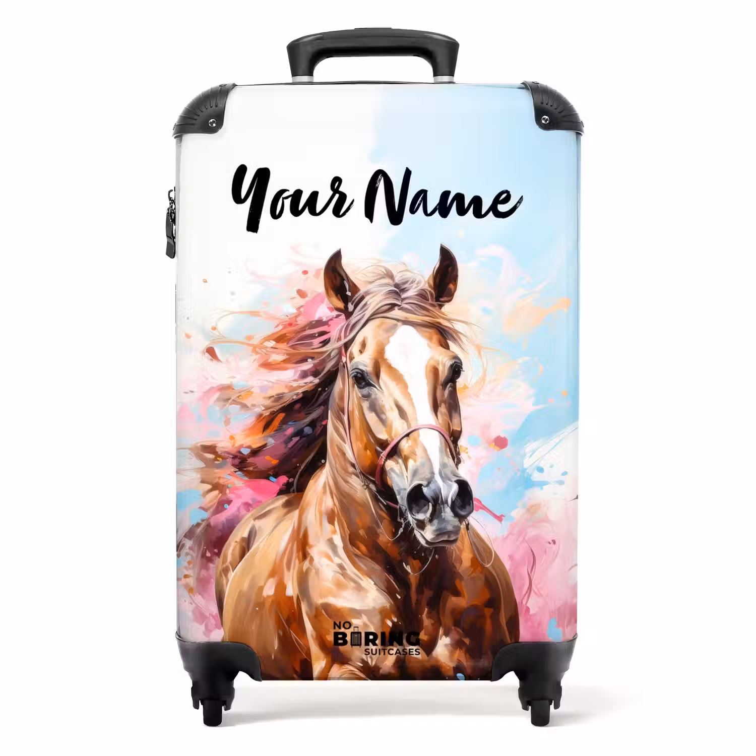 Galopperend paard met kleurrijke achtergrond NBS - Handbagage koffer - Kinderen Unisex middel -productfoto_recht