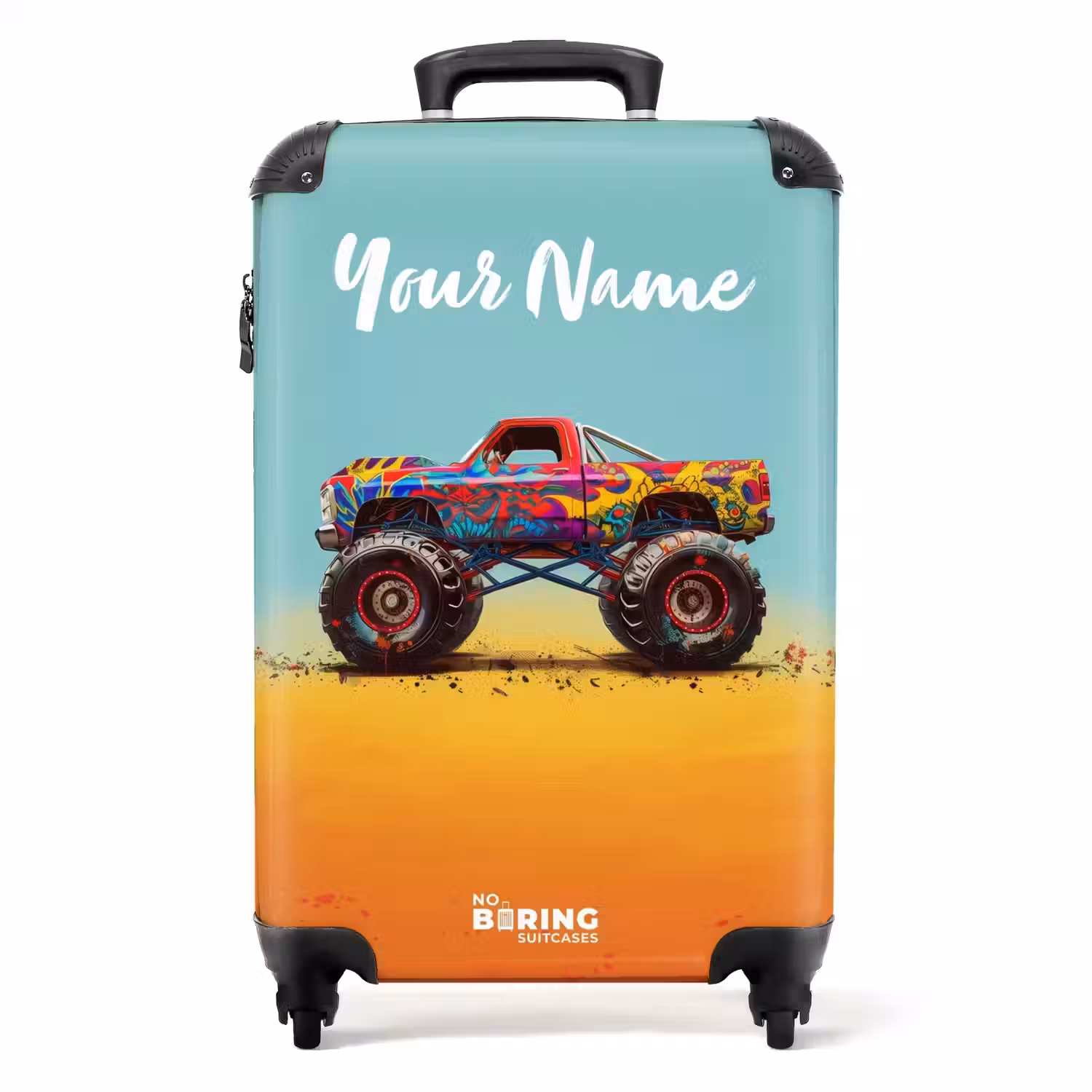 Monstertruck met Graffiti Print in het Zand NBS - Handbagage koffer - Kinderen Unisex middel -productfoto_recht