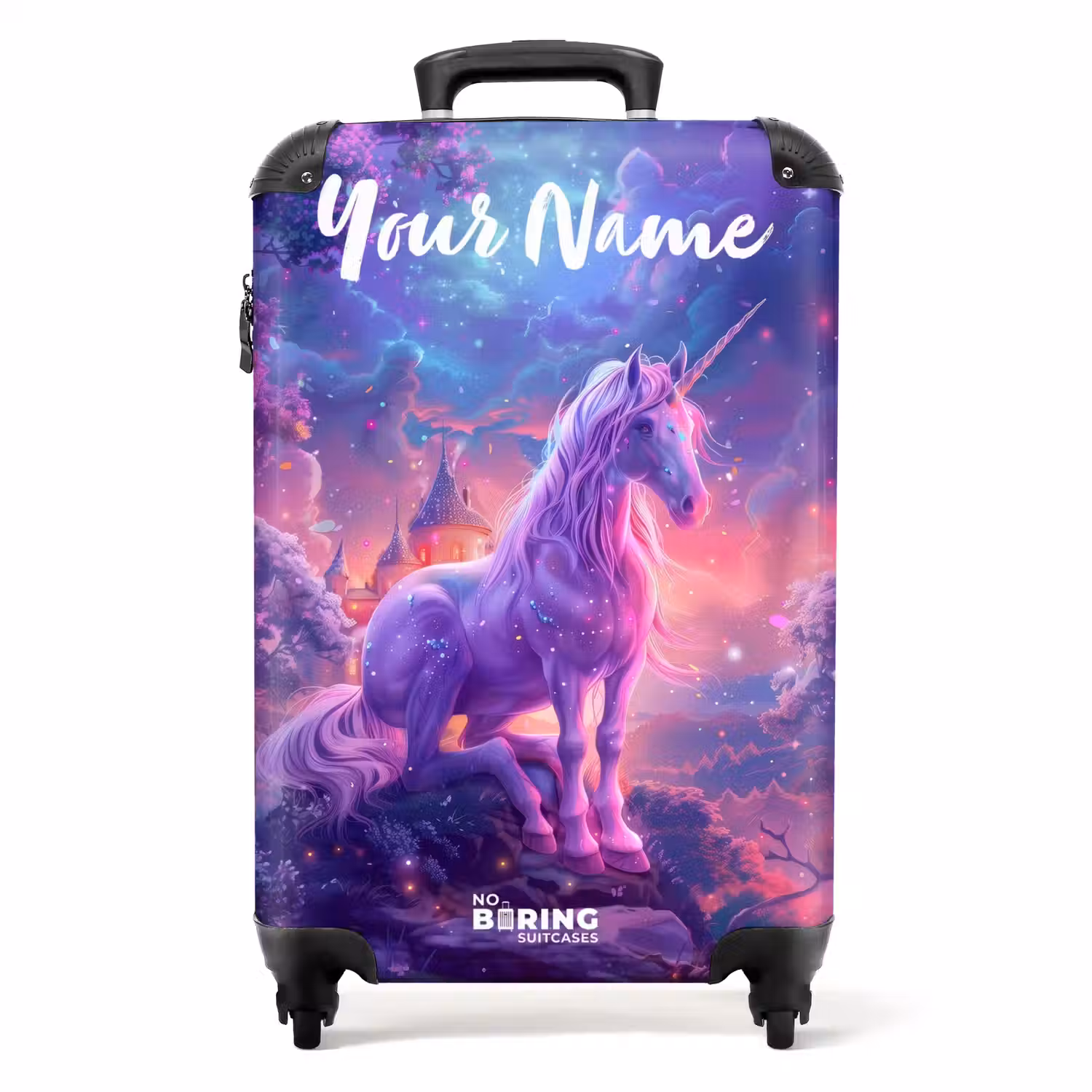 Paarse Eenhoorn in Magische Omgeving NBS - Handbagage koffer - Kinderen Unisex middel -productfoto_recht