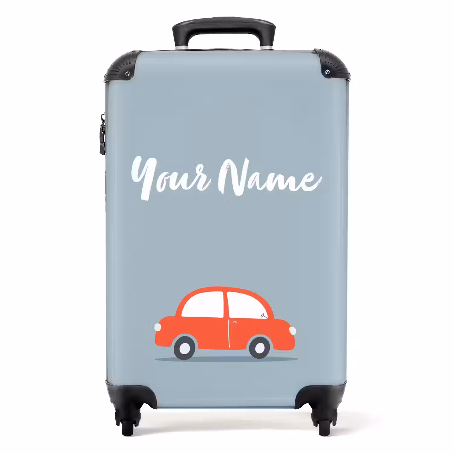 Rode auto blauwe achtergrond NBS - Handbagage koffer - Kinderen Unisex middel -productfoto_recht