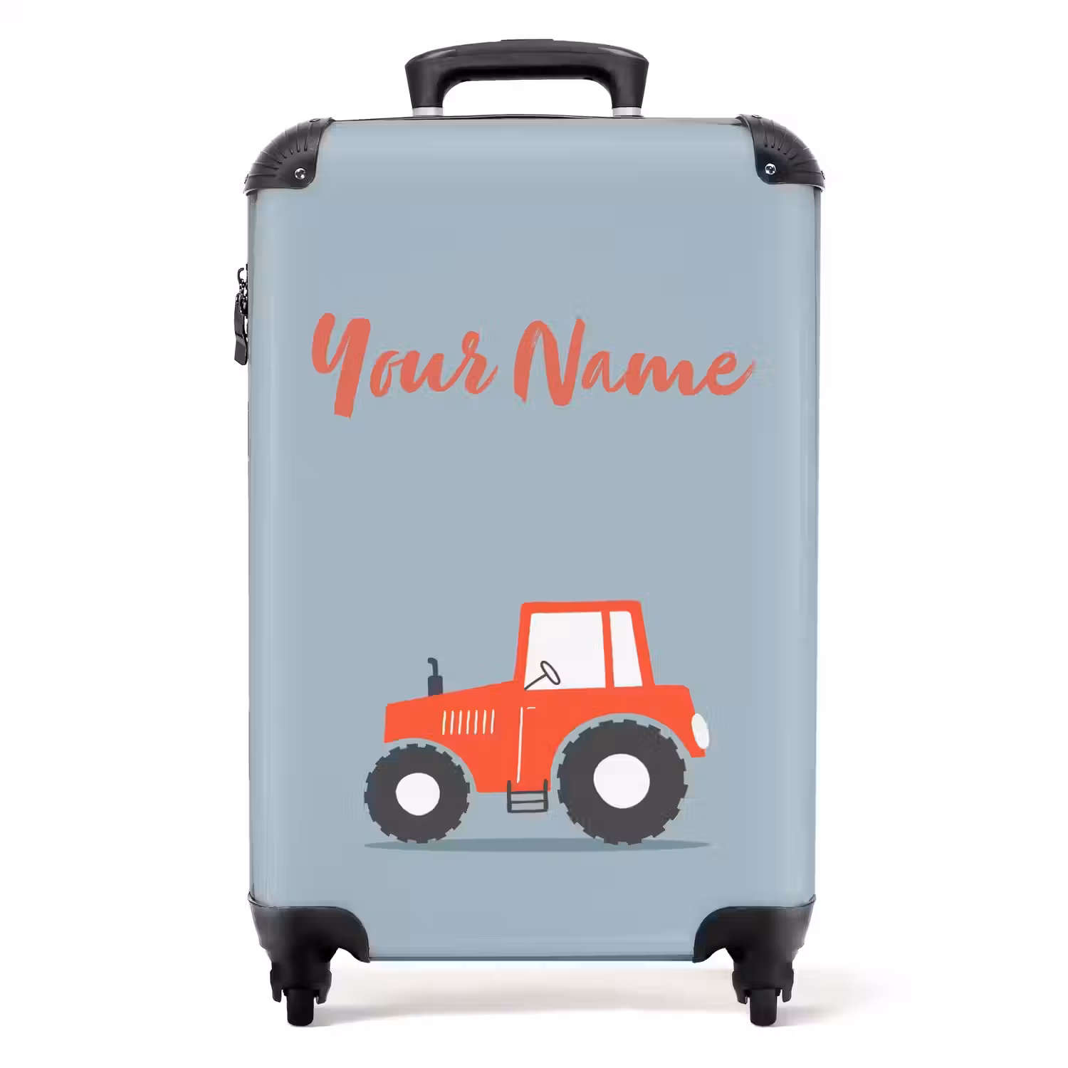 Rode trekker blauwe achtergrond NBS - Handbagage koffer - Kinderen Unisex middel -productfoto_recht