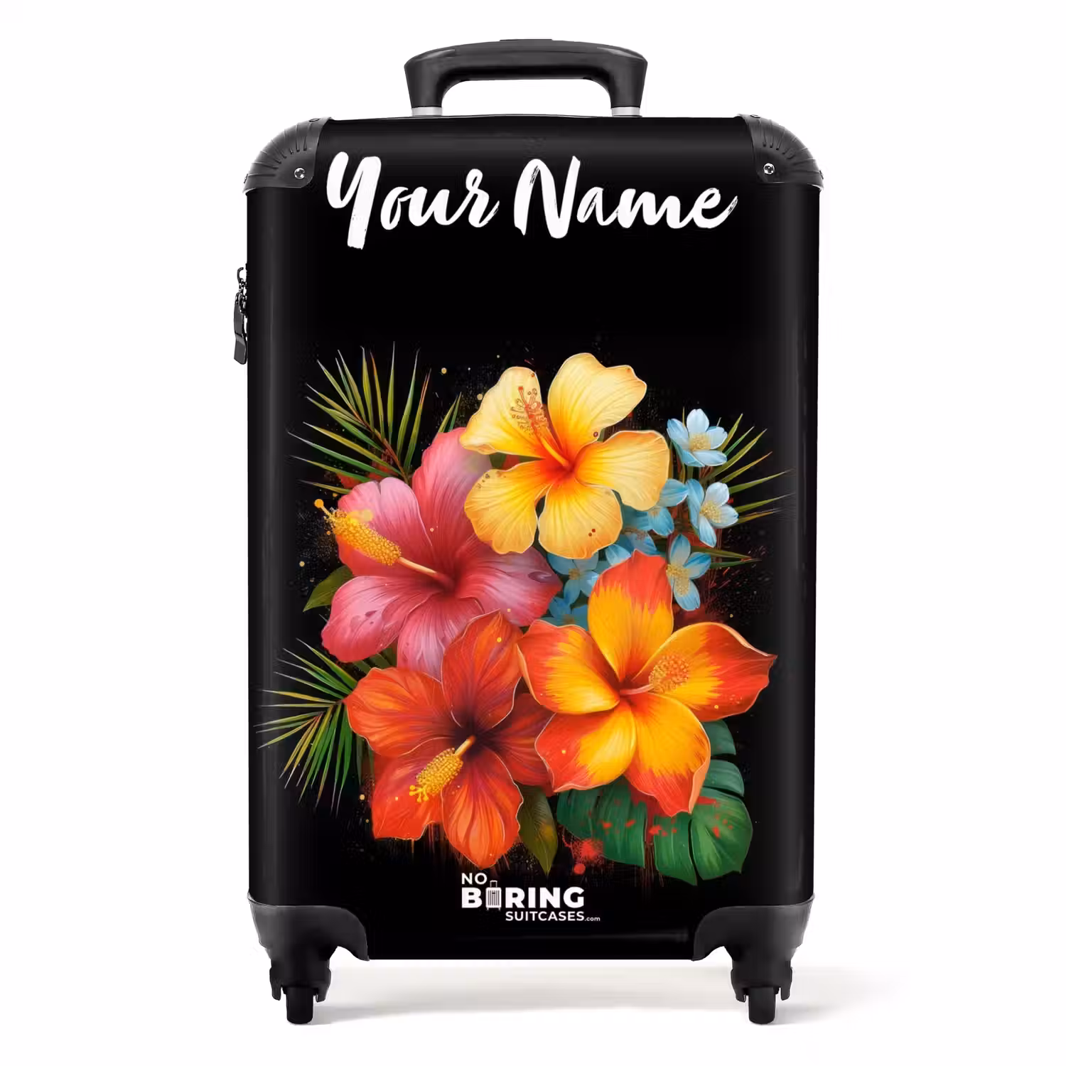 Tropische Bloemen in Street Art Stijl NBS - Handbagage koffer - Kinderen Unisex middel -productfoto_recht