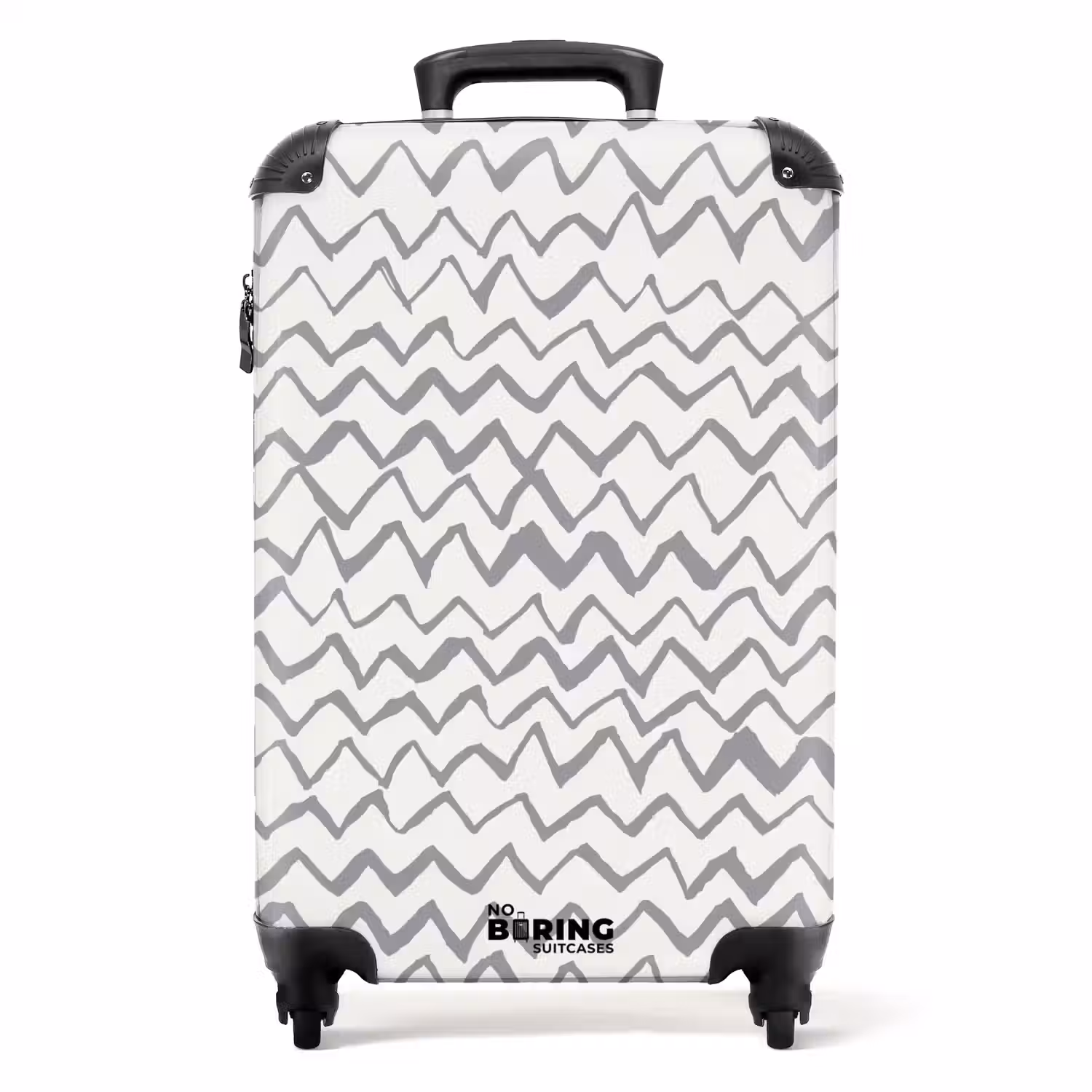 Zigzag penseelstreken in grijs NBS - Handbagage koffer - Volwassenen Unisex middel -productfoto_recht
