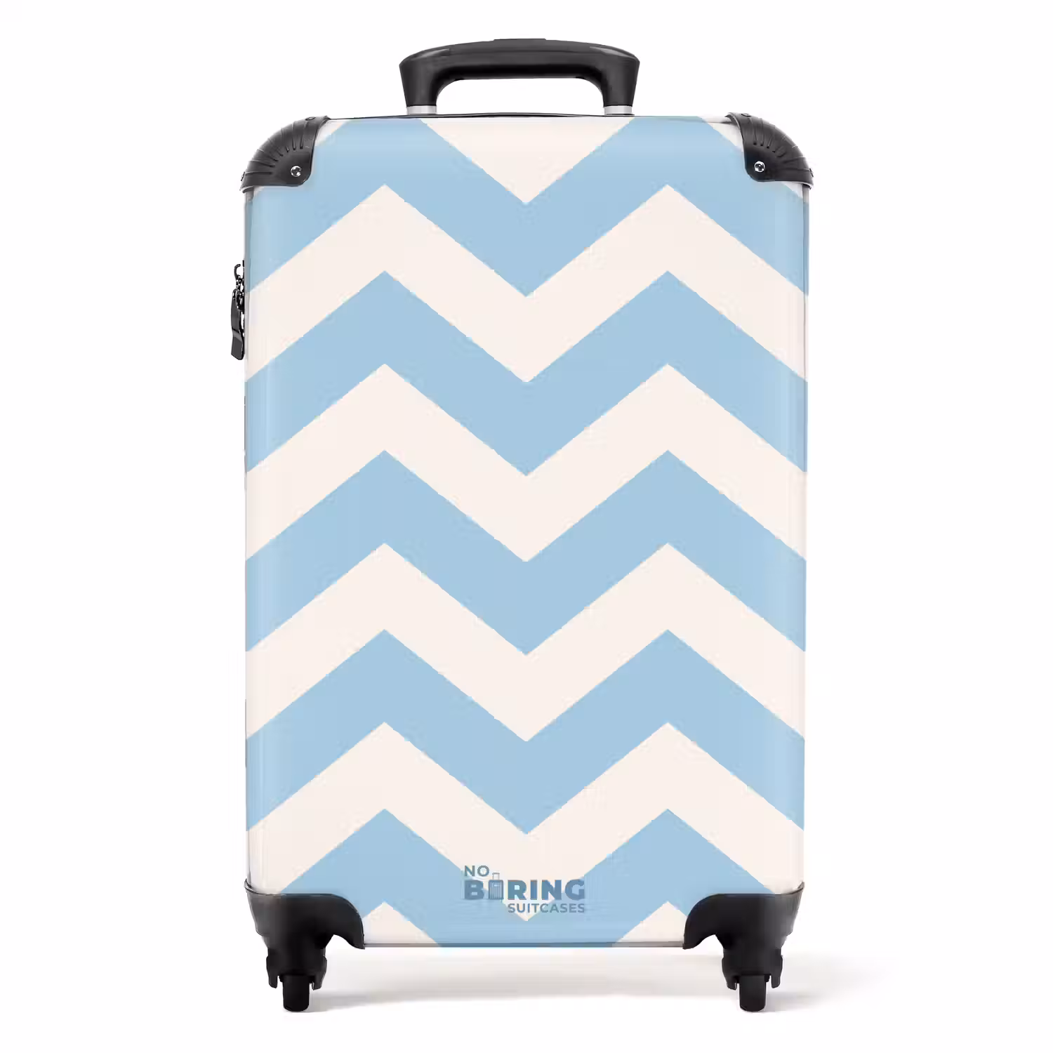 Zigzag patroon in blauw en wit NBS - Handbagage koffer - Unisex middel -productfoto_recht