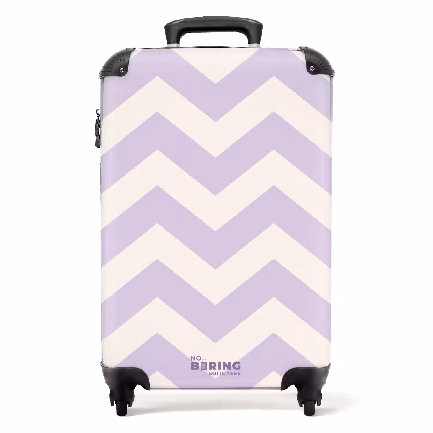 Zigzag patroon in paars en wit NBS - Handbagage koffer - Unisex middel -productfoto_recht