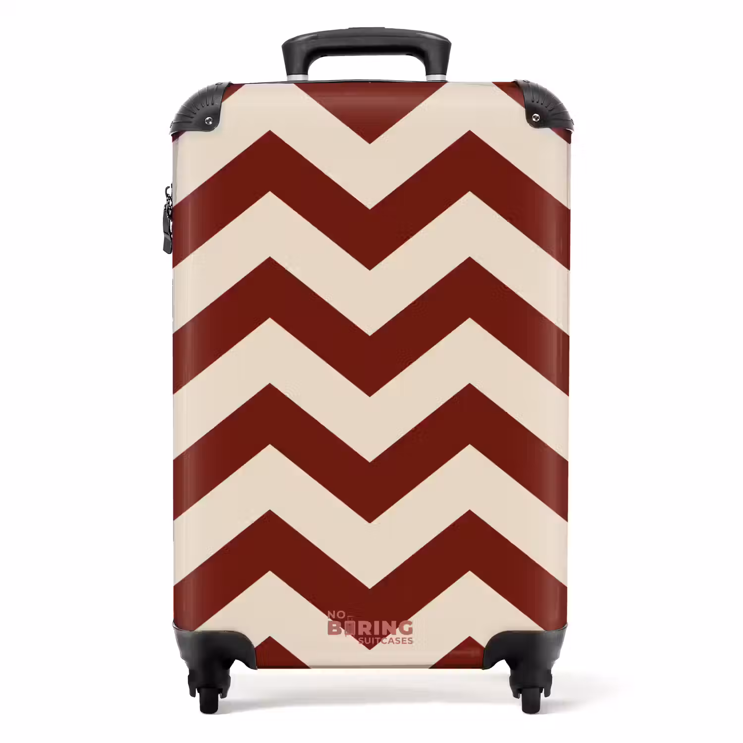 Zigzag patroon in rood en crème NBS - Handbagage koffer - Unisex middel -productfoto_recht