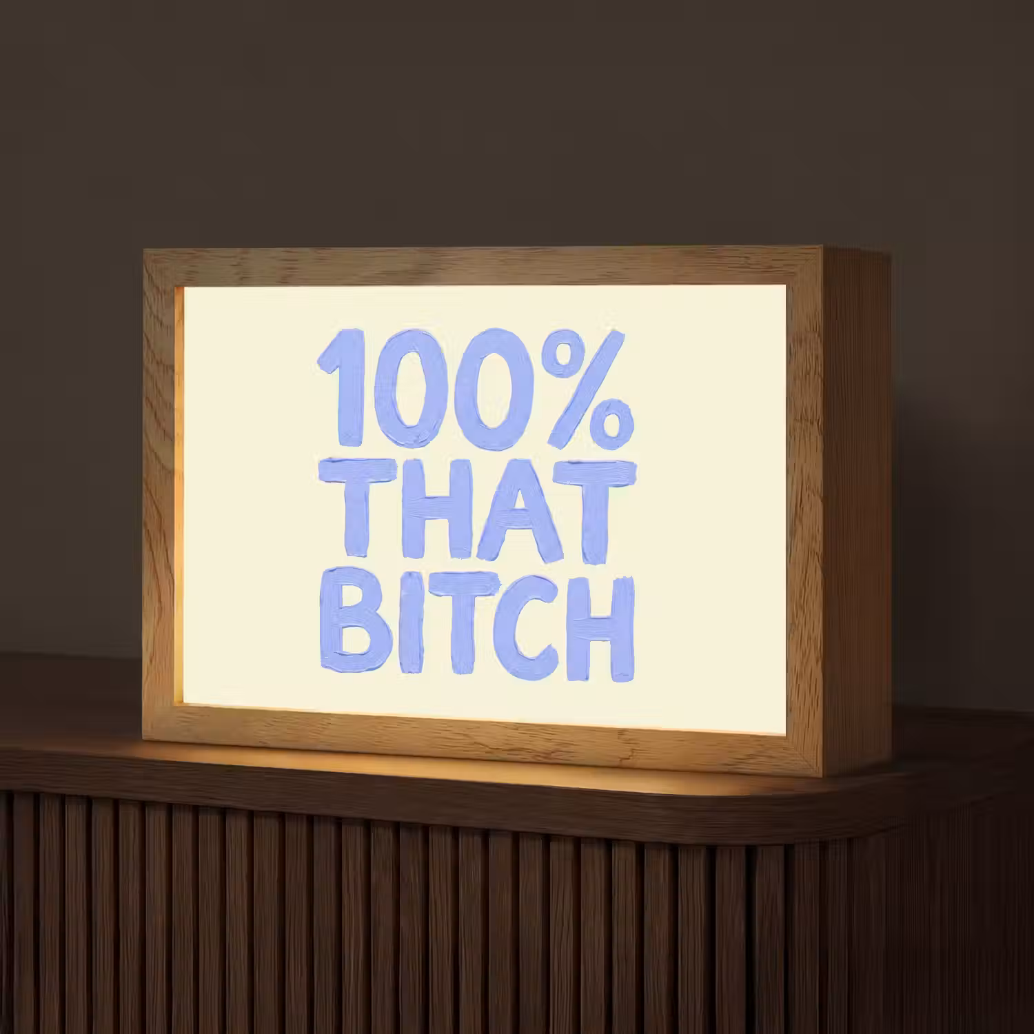 100% that bitch - Blauw - Wit Light Box met kabel (Tafellamp) klein -z3d_website