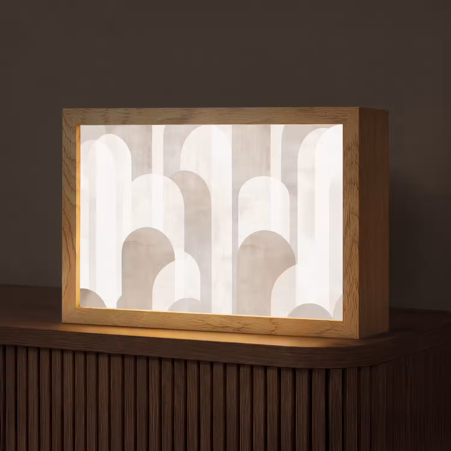 Abstracte bogen - Modern - Beige Light Box met kabel (Tafellamp) klein -z3d_website