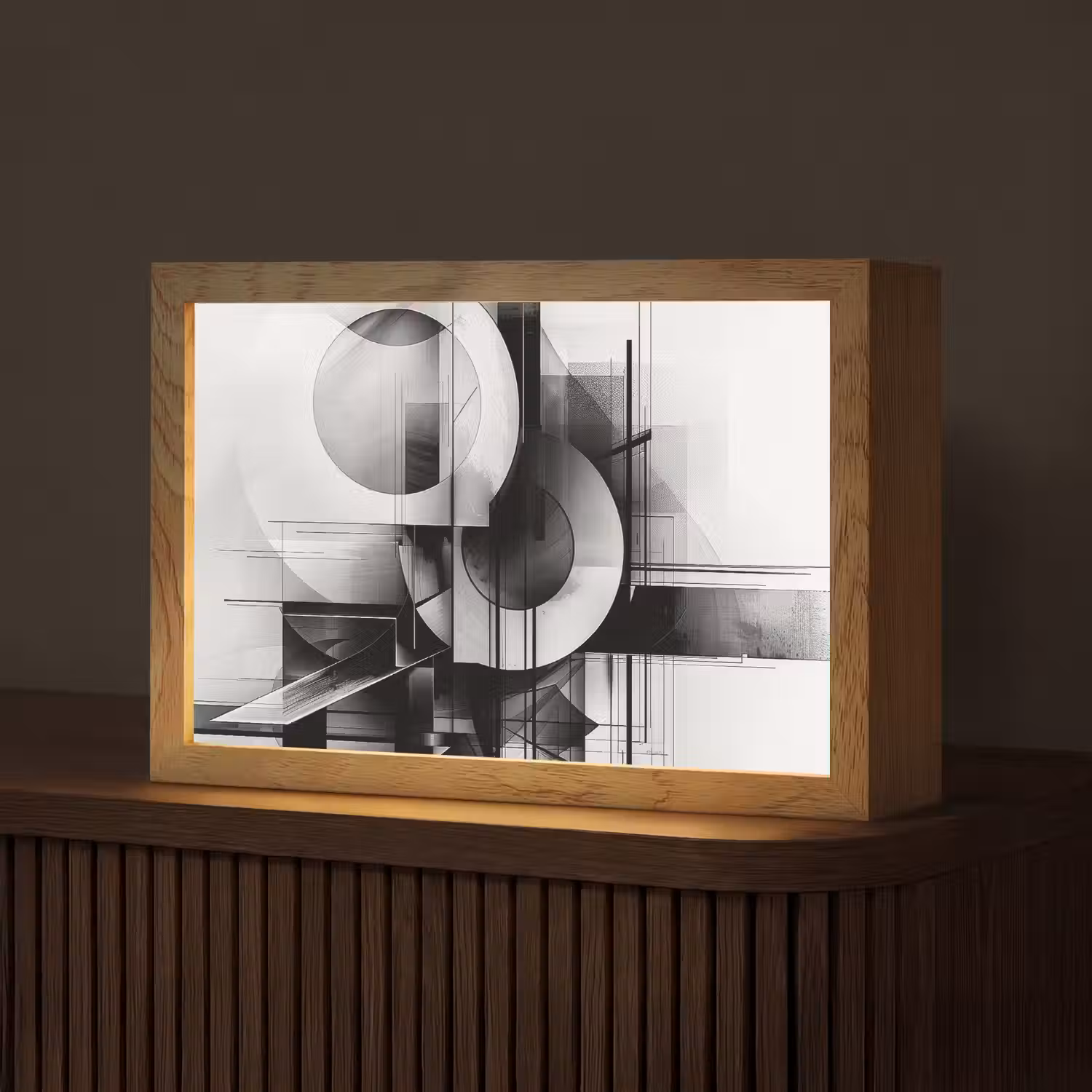 Abstract - Kunst - Modern - Zwart wit Light Box met kabel (Tafellamp) klein -z3d_website