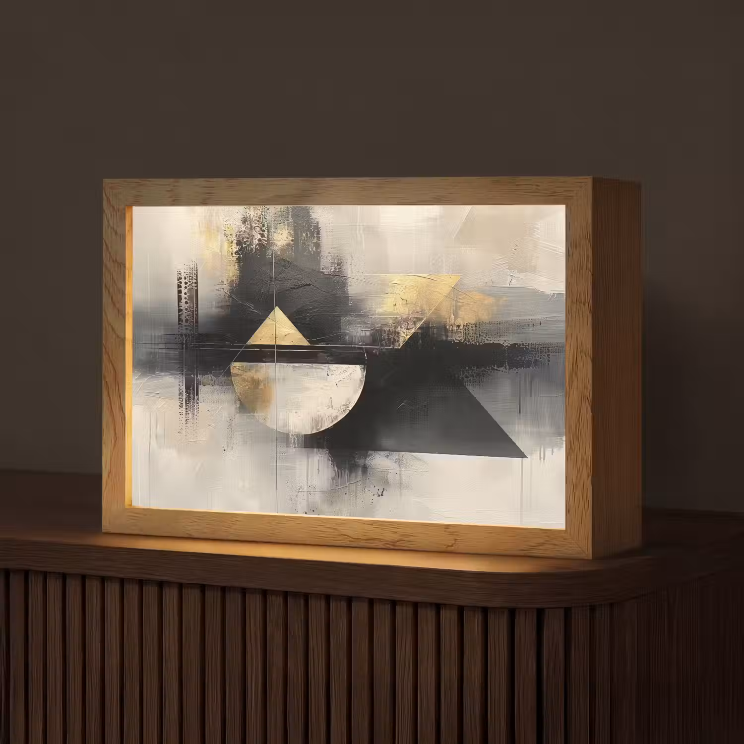 Abstract - Zwart - Verf - Modern Light Box met kabel (Tafellamp) klein -z3d_website