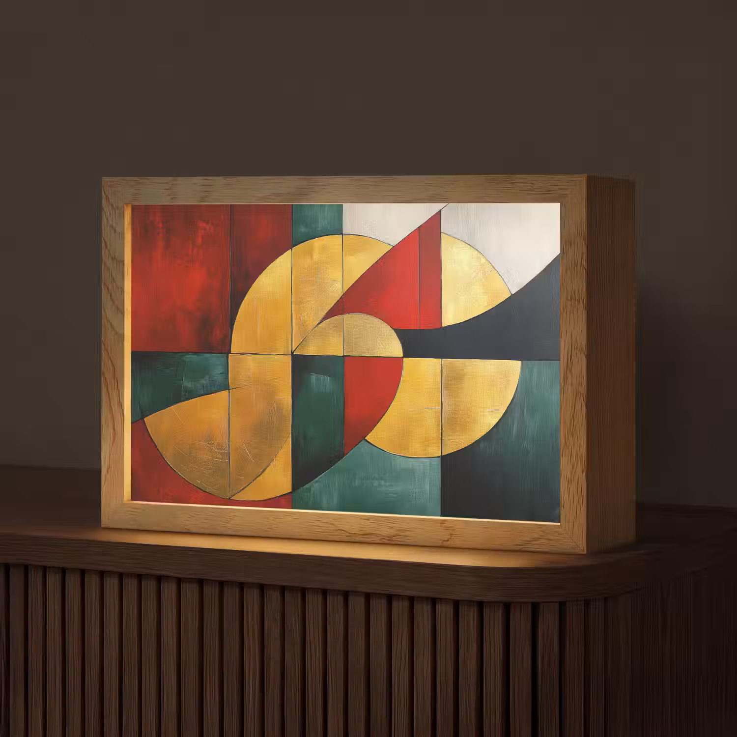 Abstract - Kerst - Goud - Rood - Groen Light Box met kabel (Tafellamp) klein -z3d_website