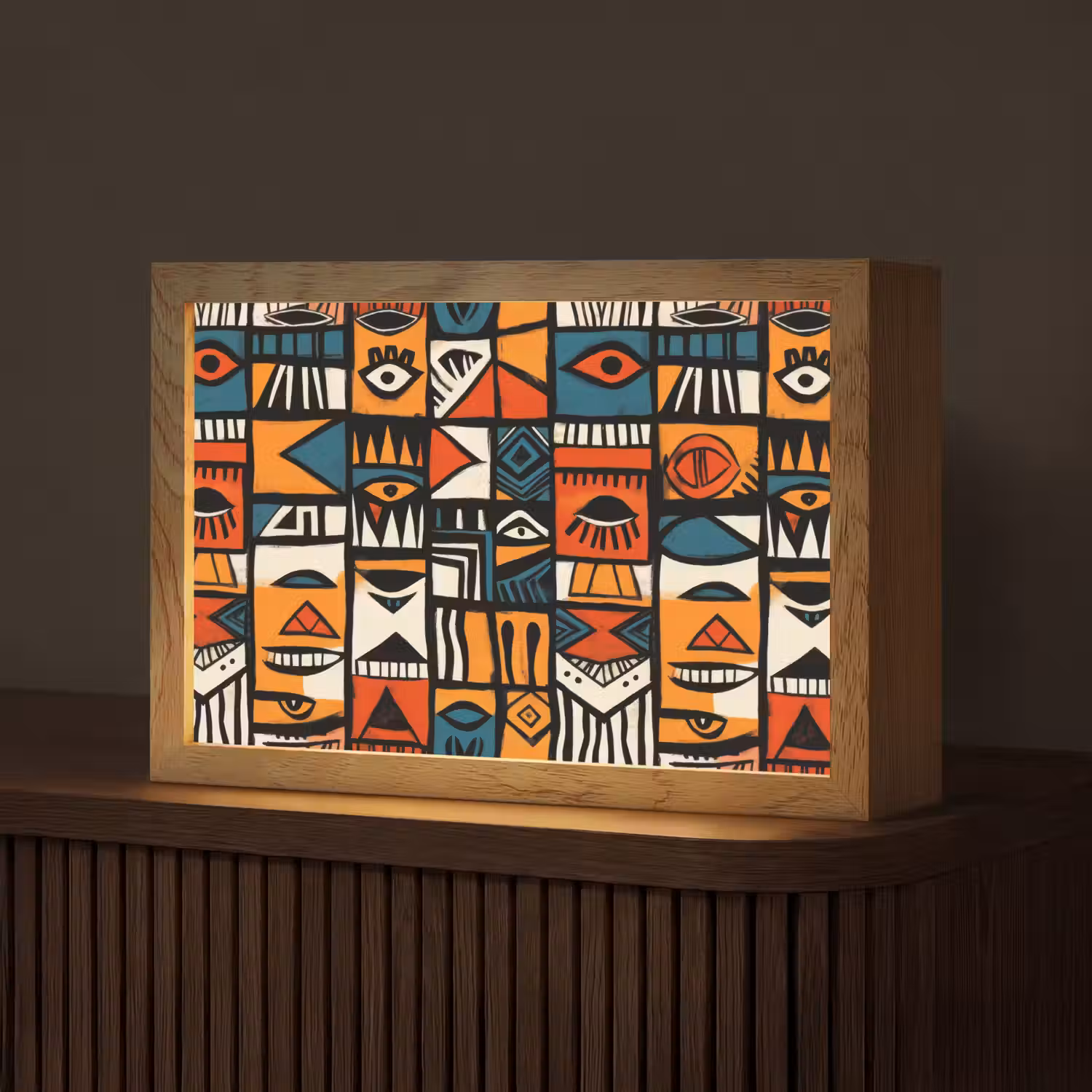 Abstract - Gezichten - Mozaïek Light Box met kabel (Tafellamp) klein -z3d_website