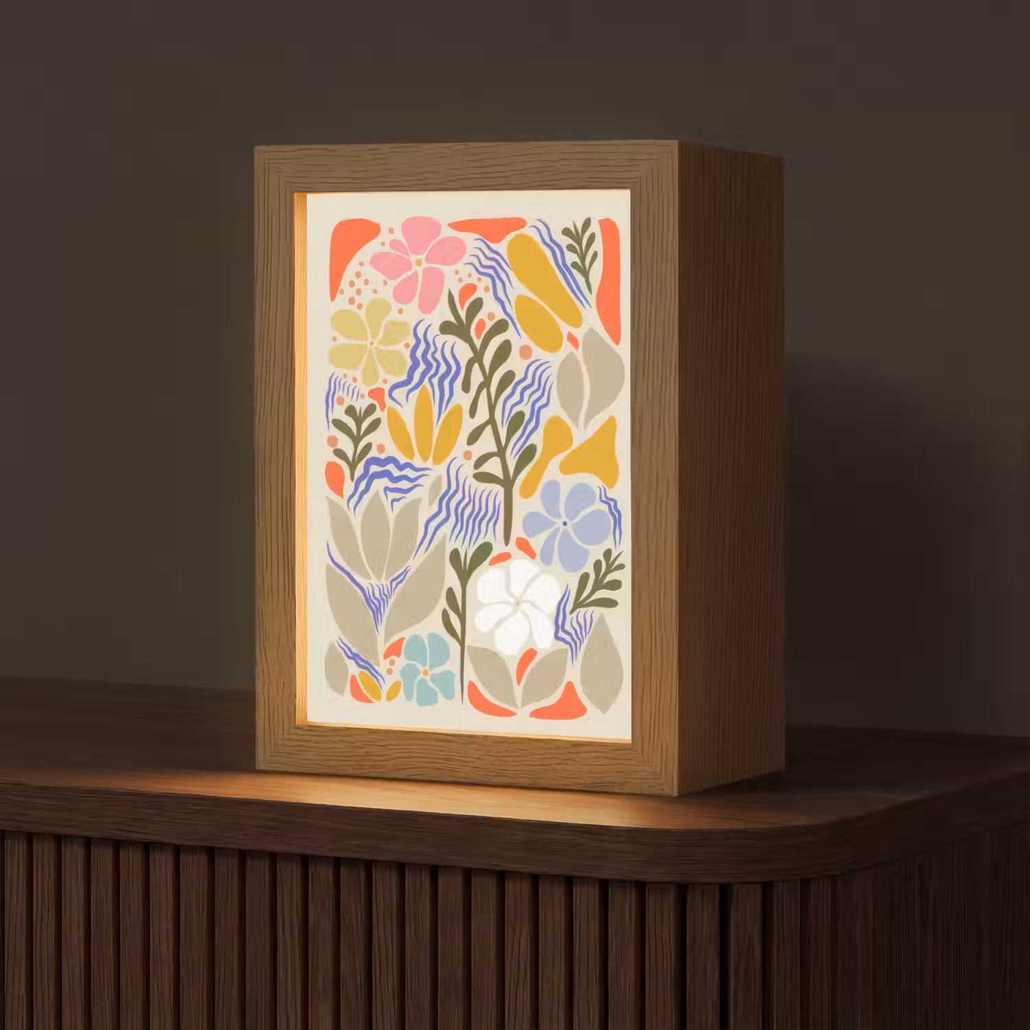 Abstract - Bloemen - Bladeren Light Box met kabel (Tafellamp) klein -z3d_website