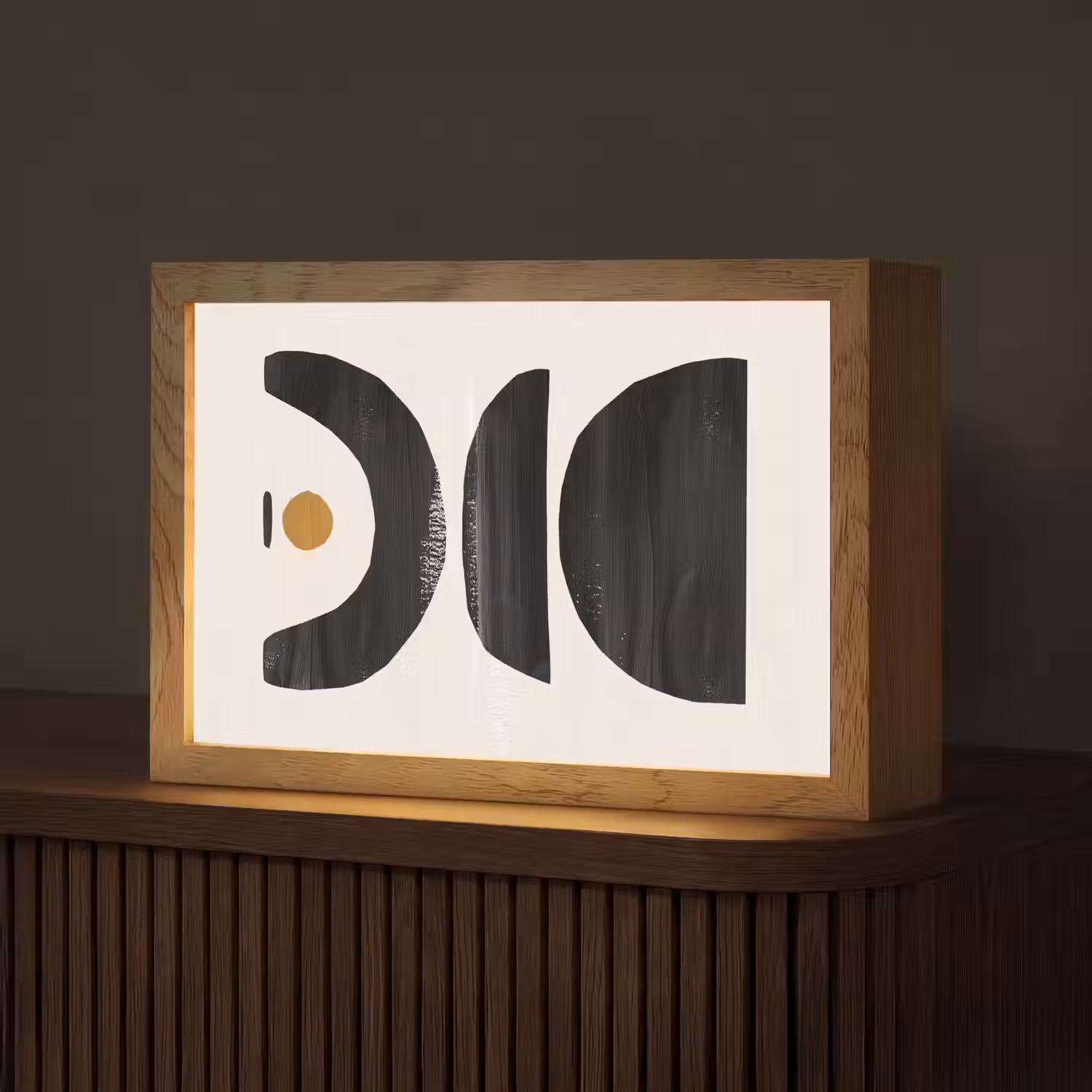 Abstract - Halve cirkel - Kunst - Zwart wit Light Box met kabel (Tafellamp) klein -z3d_website
