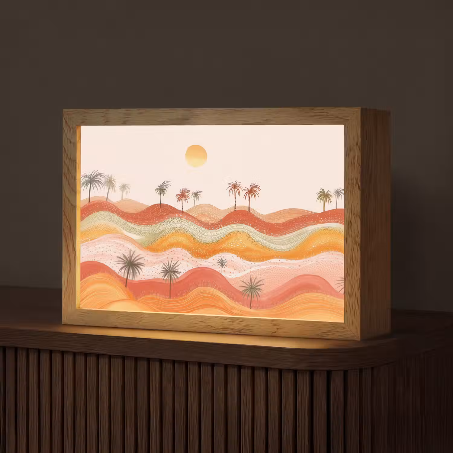 Abstract landschap - Palmbomen - Kleurrijk Light Box met kabel (Tafellamp) klein -z3d_website