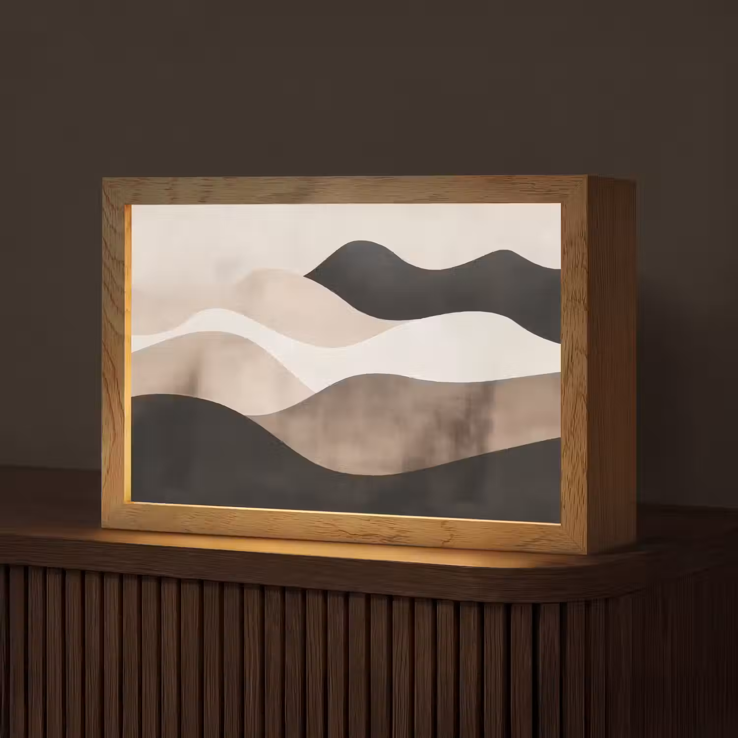 Abstract - Landschap - Golven - Crèmekleur Light Box met kabel (Tafellamp) klein -z3d_website