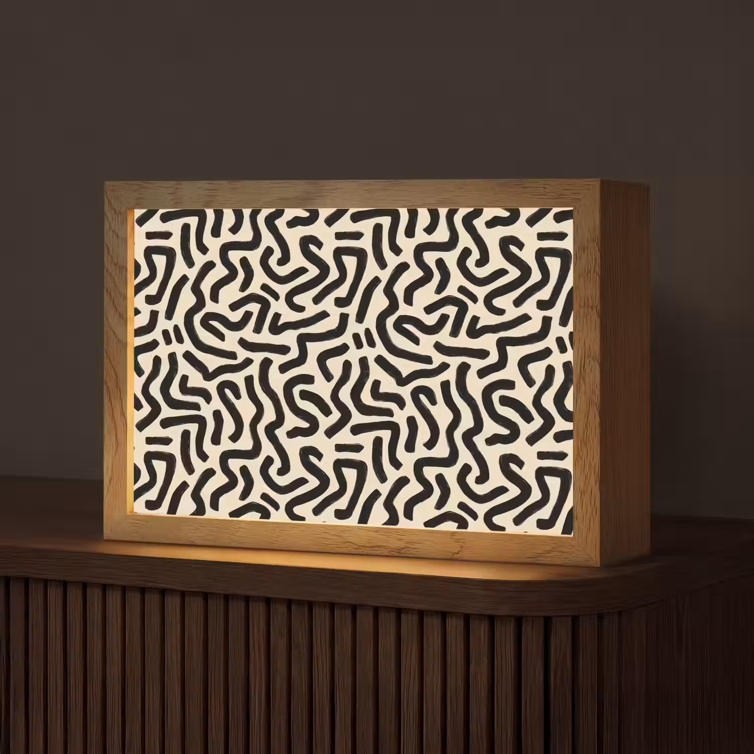 Abstract - Lijnen - Zwart Light Box met kabel (Tafellamp) klein 924 -z3d_website