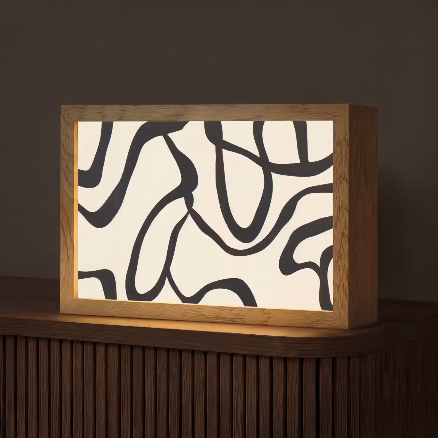 Abstract - Lijnen - Modern - Beige Light Box met kabel (Tafellamp) klein -z3d_website