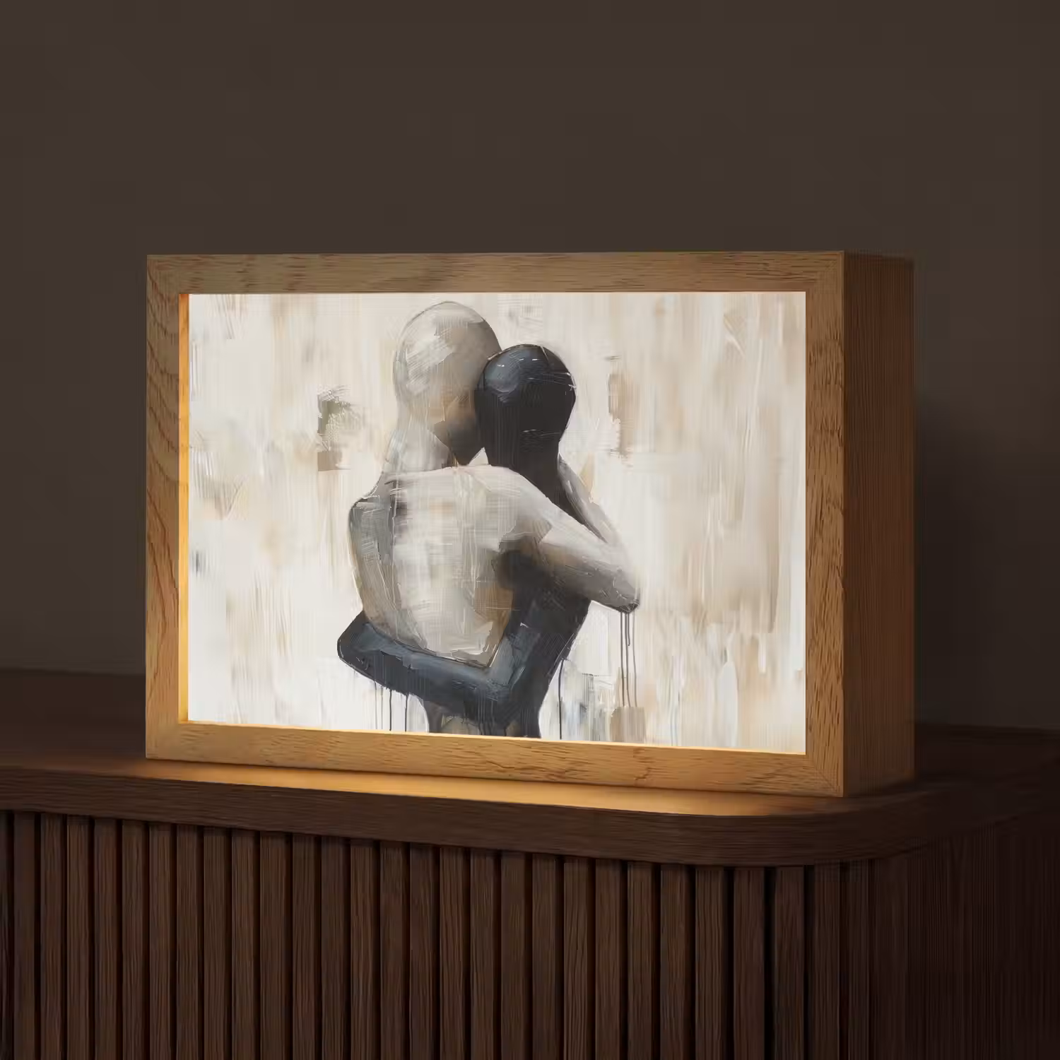 Abstract - Liefde - Zwart wit - Modern Light Box met kabel (Tafellamp) klein -z3d_website