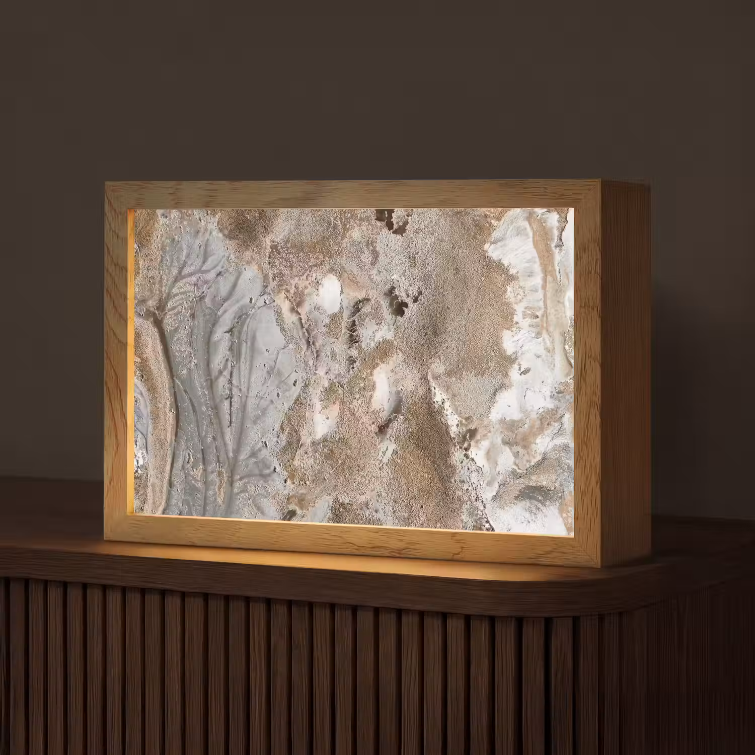 Abstract - Marmer - Wit - Bruin - Marmerlook Light Box met kabel (Tafellamp) klein -z3d_website