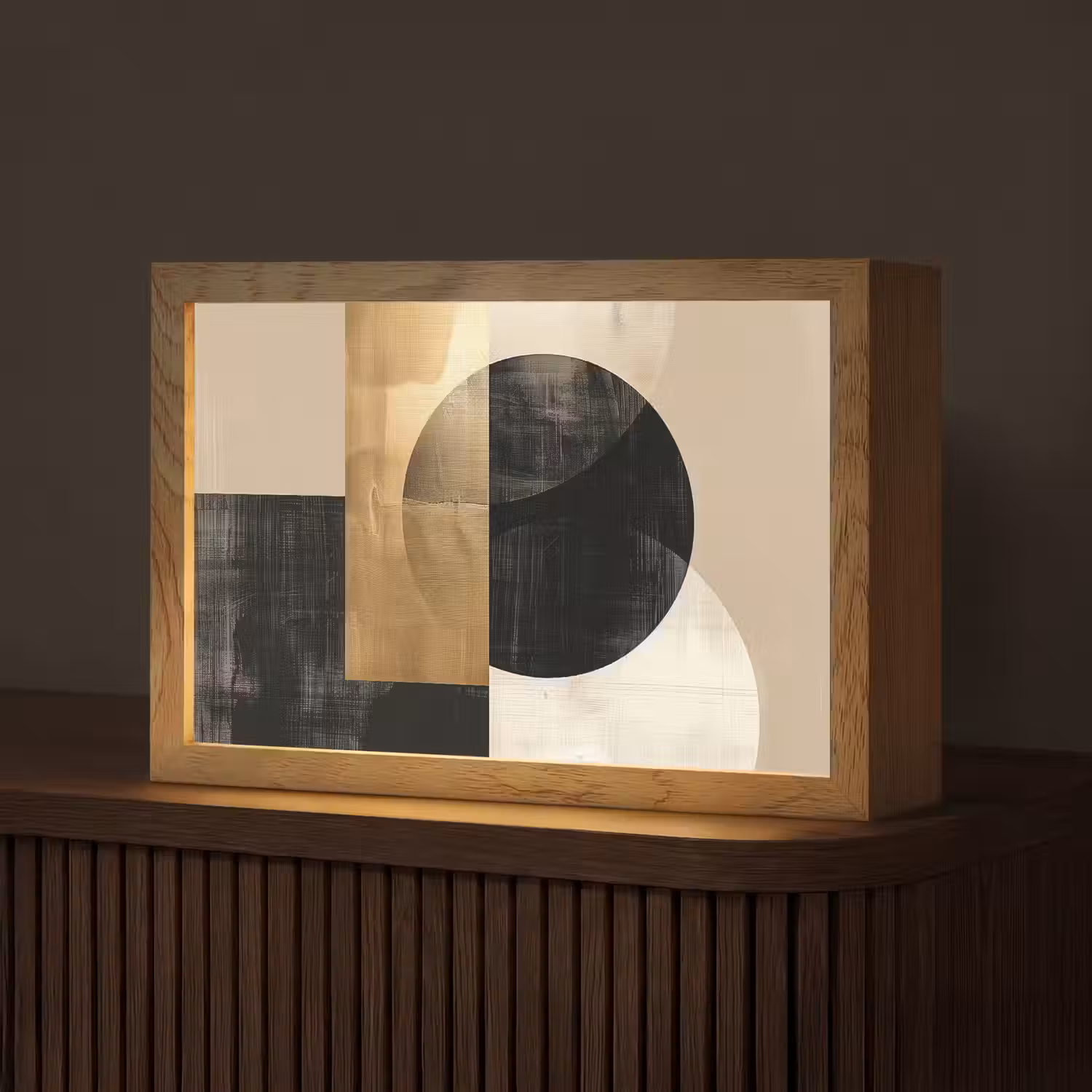 Abstract - Modern - Zwart - Goud Light Box met kabel (Tafellamp) klein -z3d_website
