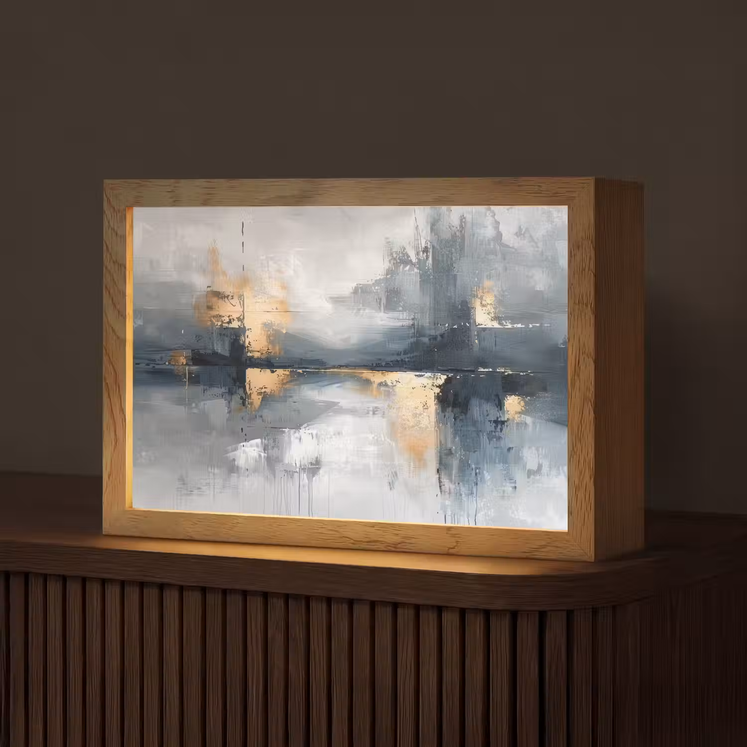 Abstract - Verf - Kunst - Goud Light Box met kabel (Tafellamp) klein -z3d_website