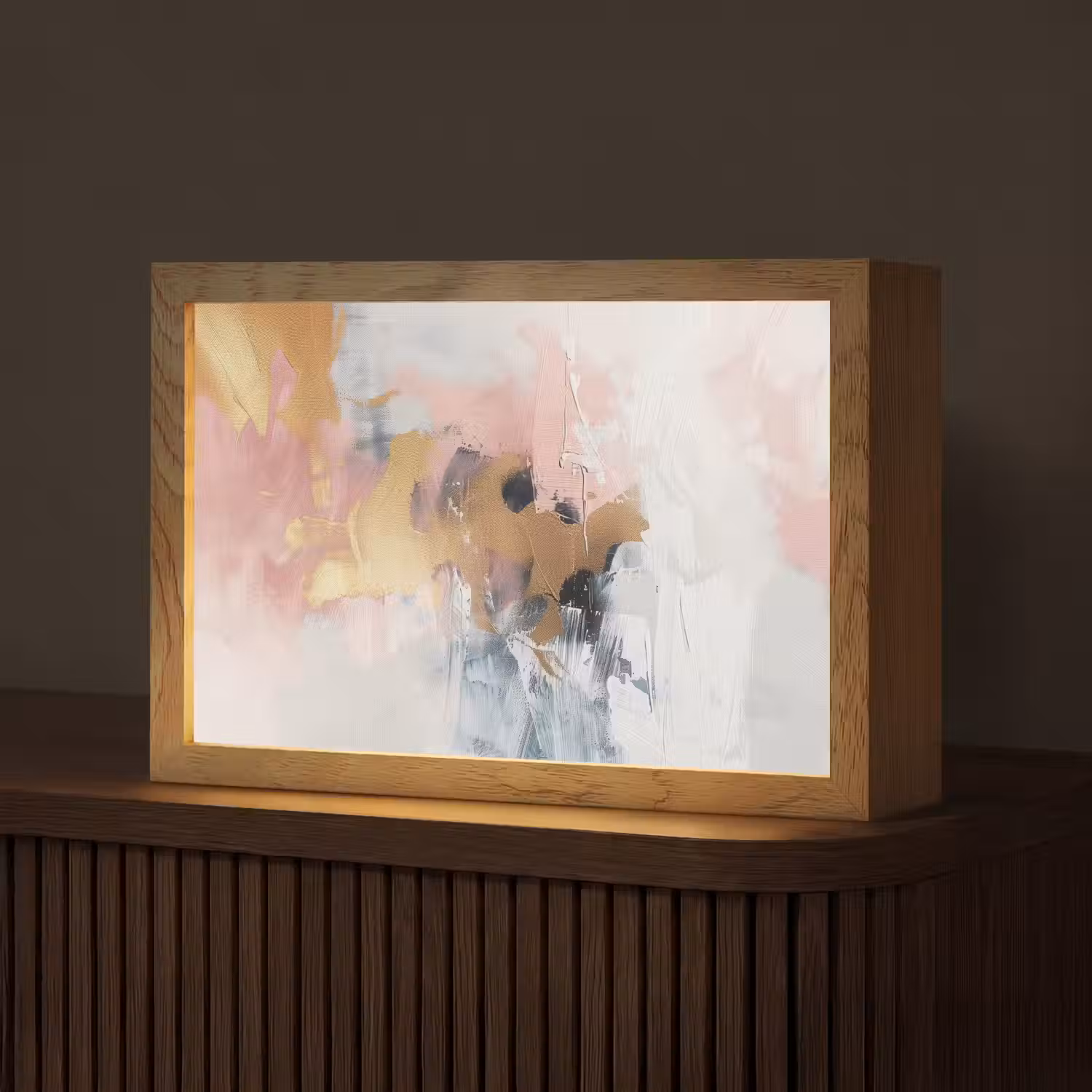 Abstract - Pastel kleuren - Goud - Modern - Aesthetic Light Box met kabel (Tafellamp) klein -z3d_website