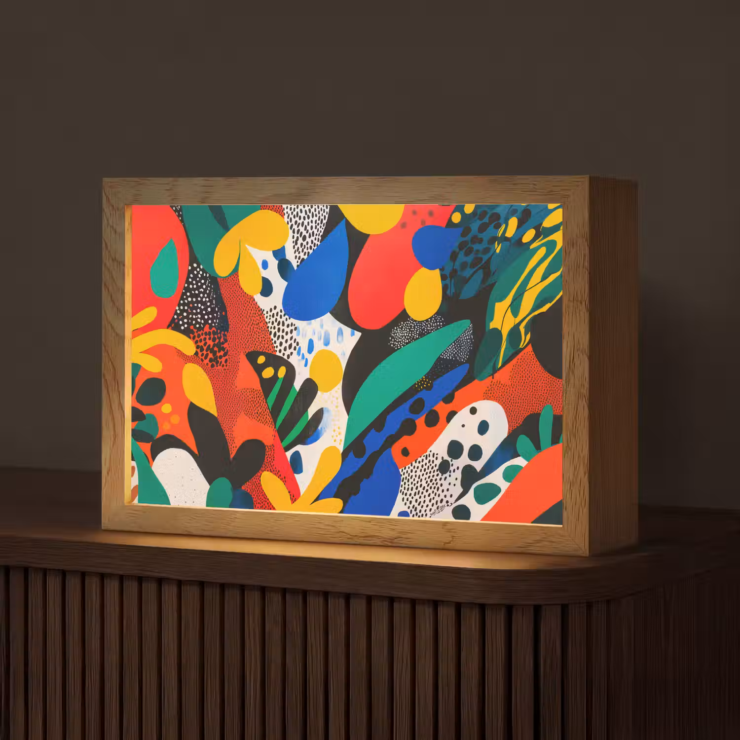 Abstract - Planten - Vormen - Kleurrijk Light Box met kabel (Tafellamp) klein -z3d_website