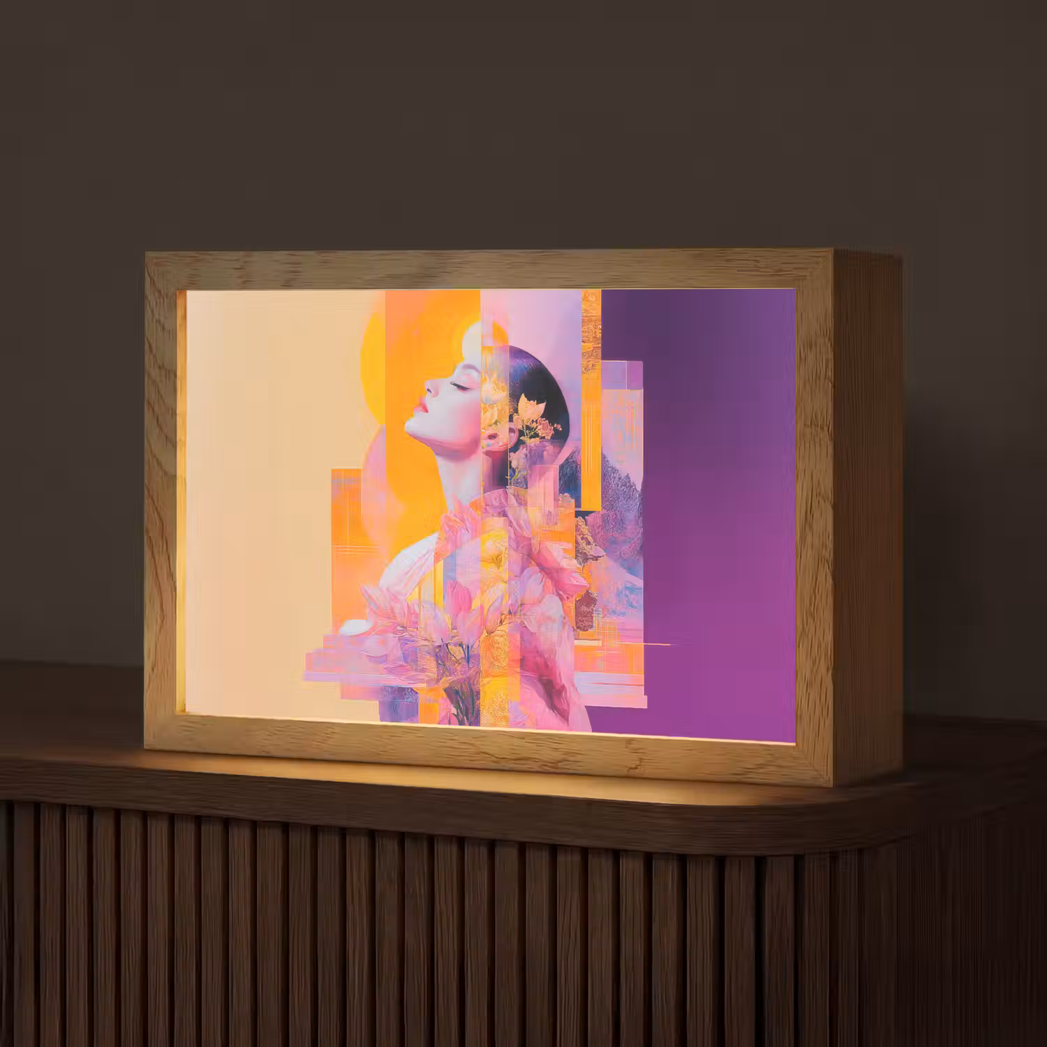 Abstract - Portret - Vrouw - Kleurrijk Light Box met kabel (Tafellamp) klein -z3d_website